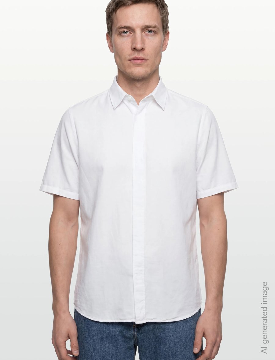 Filippa K - Cotton Linen Short Sleeve Shir - basic shirts - white - 3