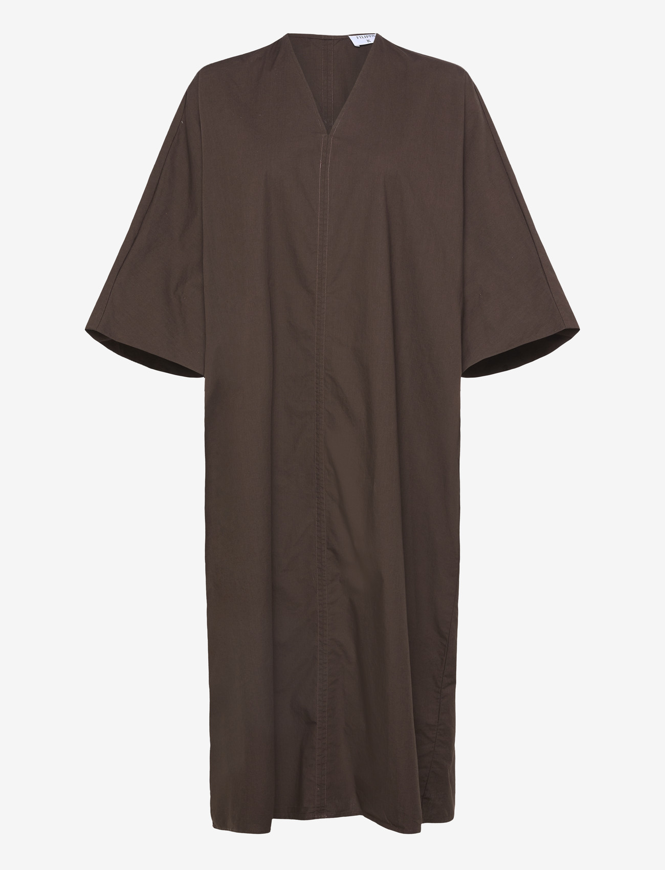 Filippa K - V-Neck Cotton Kaftan - maxi kjoler - dark chocolate - 1