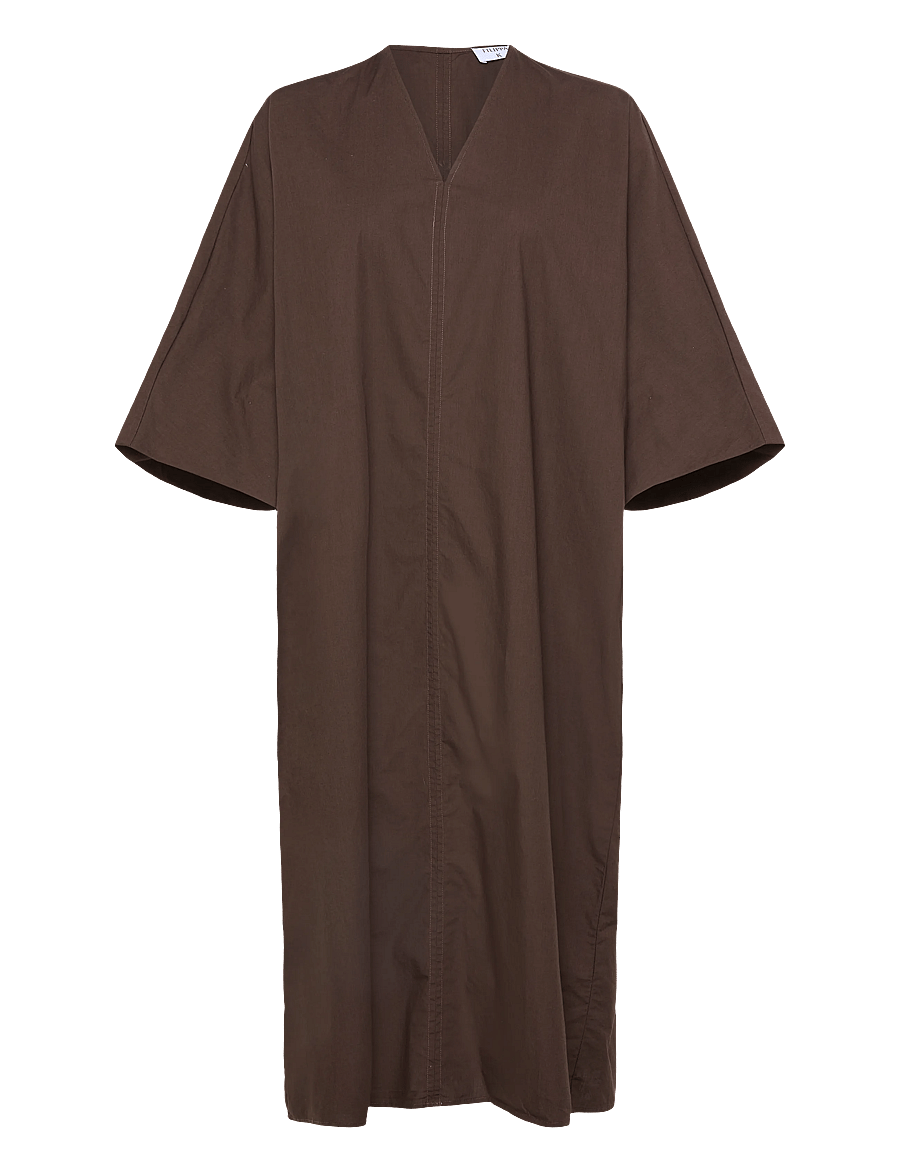 Filippa K - V-Neck Cotton Kaftan - maksikleidid - dark chocolate - 1