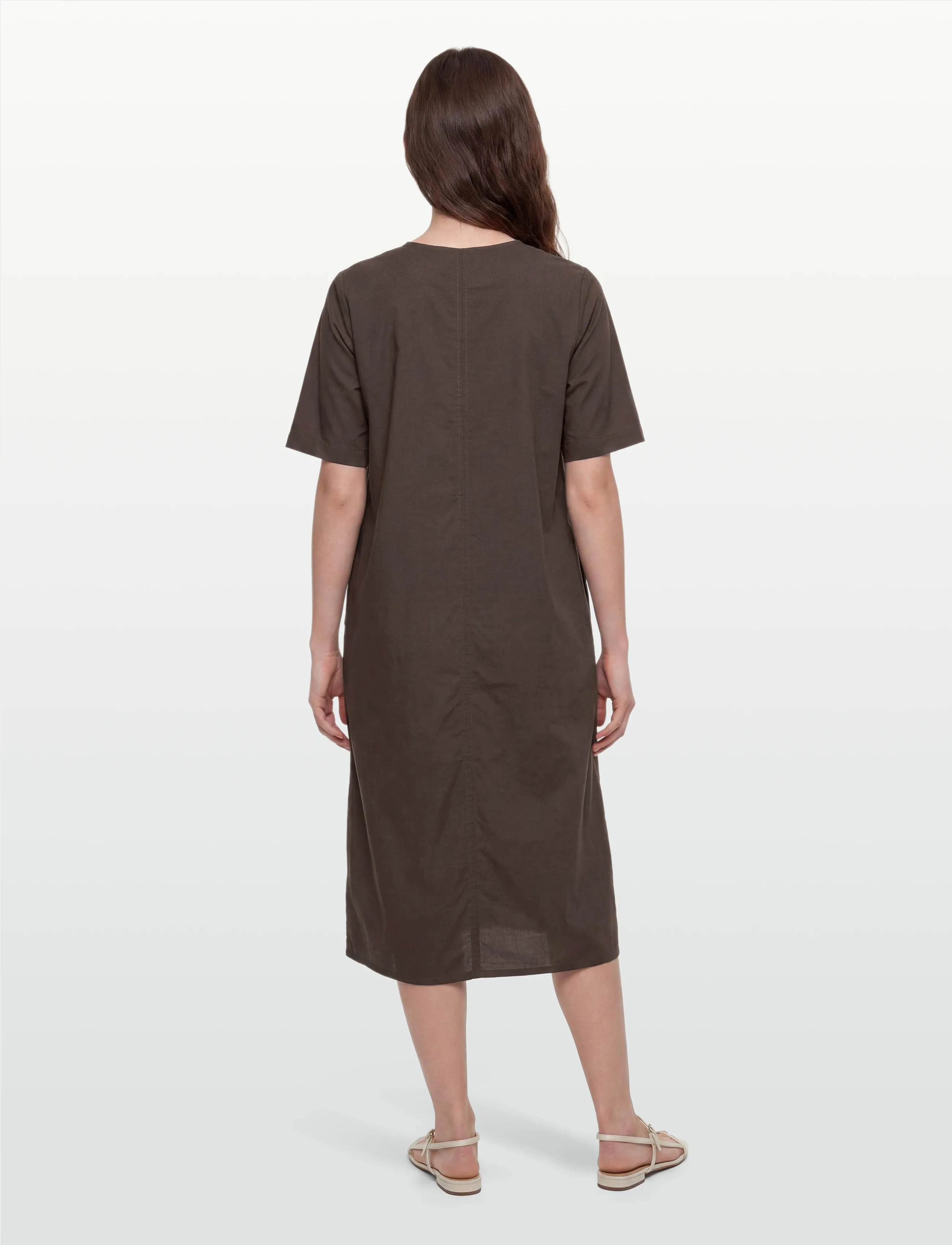 Filippa K - V-Neck Cotton Kaftan - maxi dresses - dark chocolate - 4