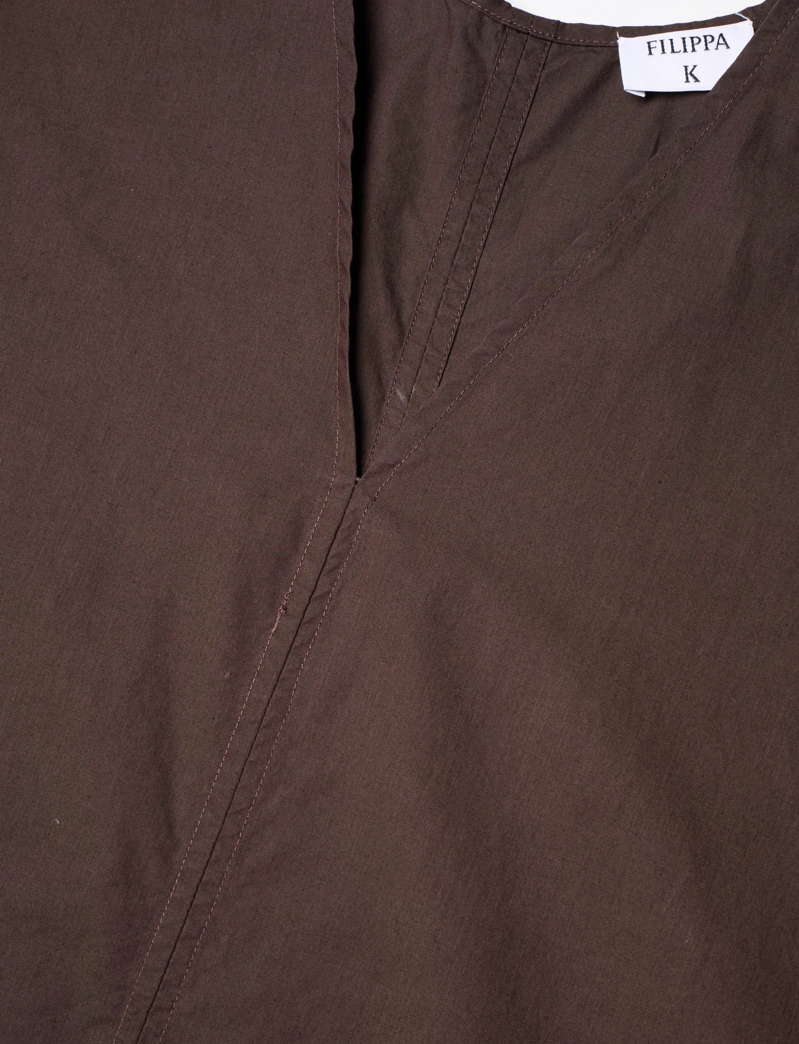 Filippa K - V-Neck Cotton Kaftan - maksikleidid - dark chocolate - 5