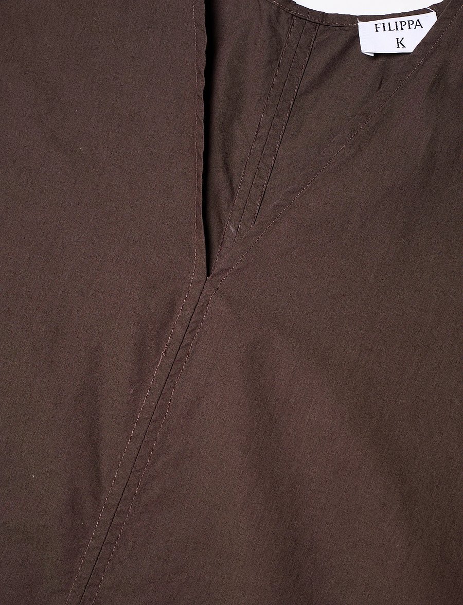 Filippa K - V-Neck Cotton Kaftan - maxi dresses - dark chocolate - 5