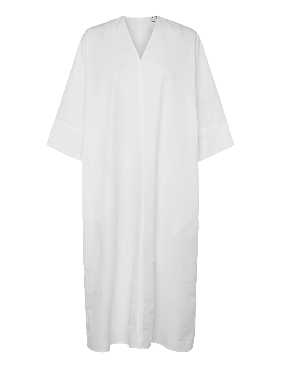 Filippa K - V-Neck Cotton Kaftan - maksikleidid - white - 1