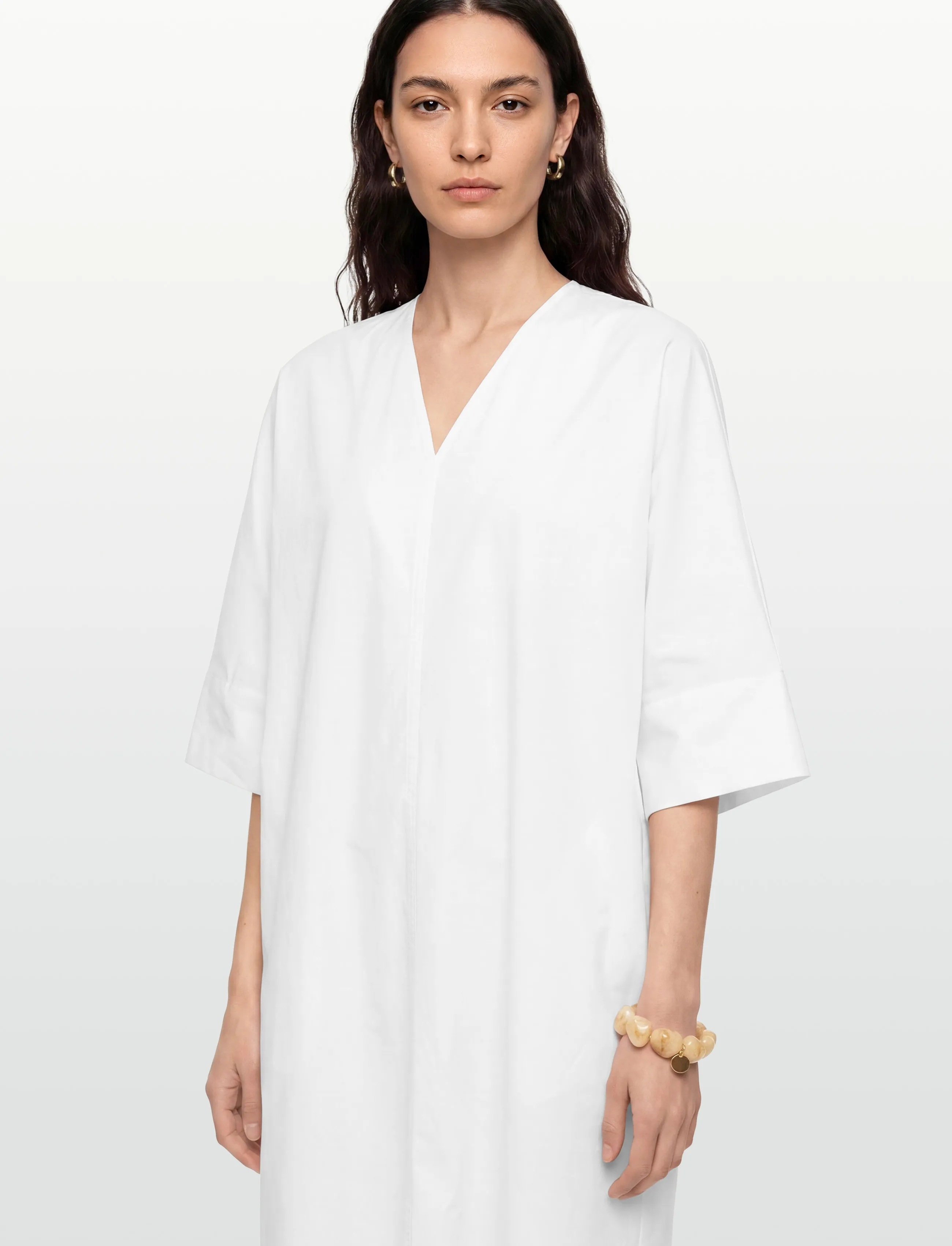 Filippa K - V-Neck Cotton Kaftan - maxiklänningar - white - 3