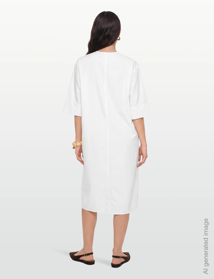 Filippa K - V-Neck Cotton Kaftan - maksikleidid - white - 4