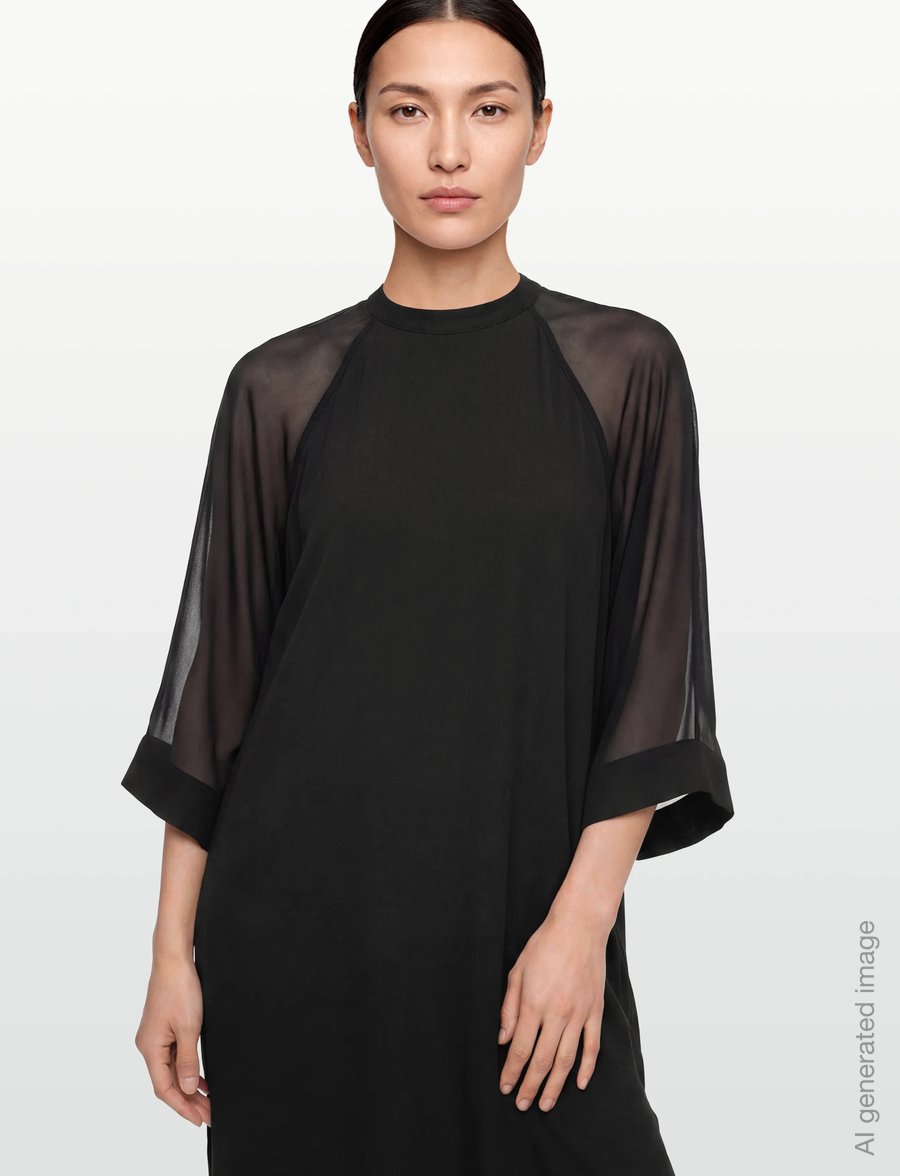 Filippa K - Sheer Raglan Kaftan - evening dresses - black - 5