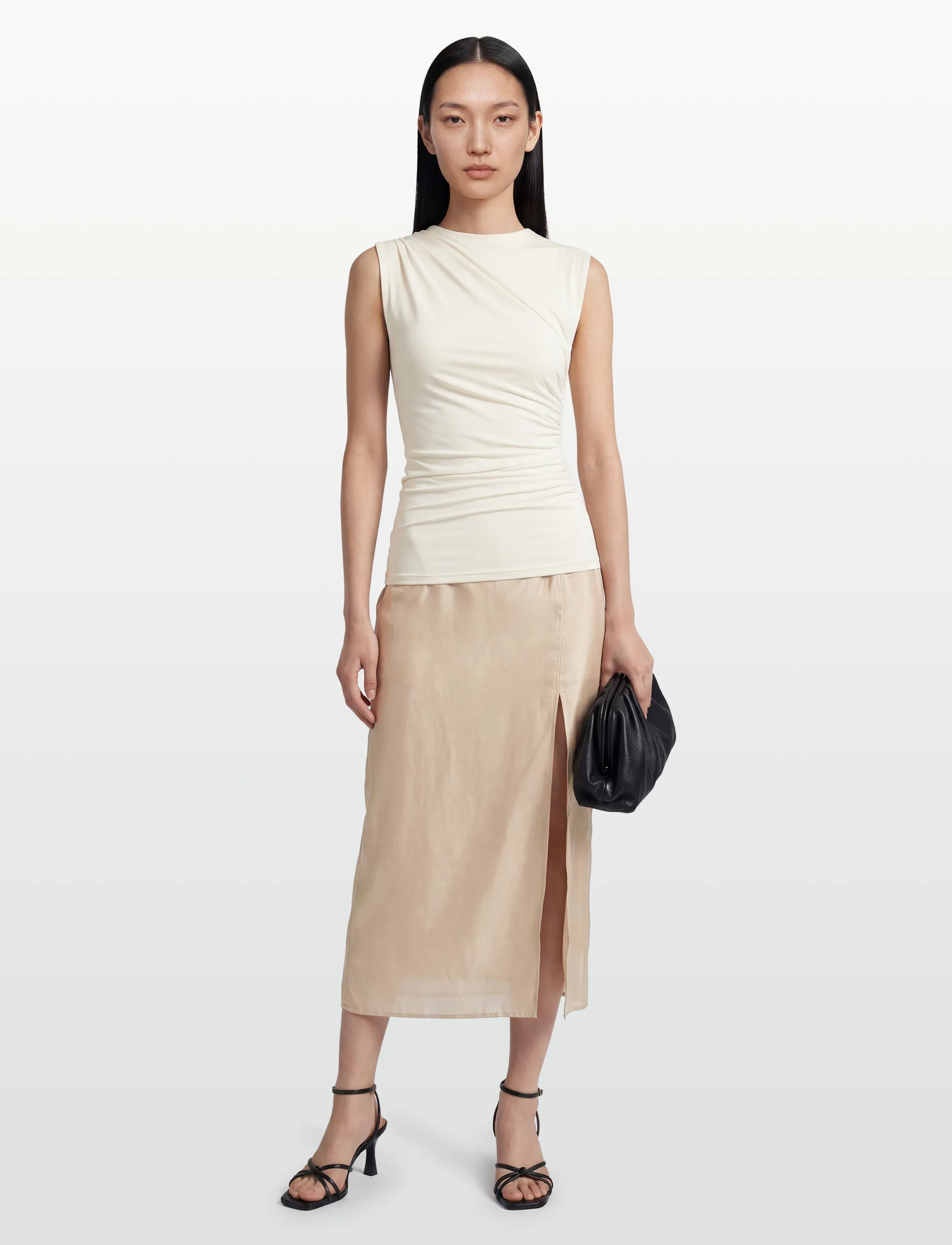 Filippa K Slip Skirt - Midi skirts - PEARL BEIGE / cream