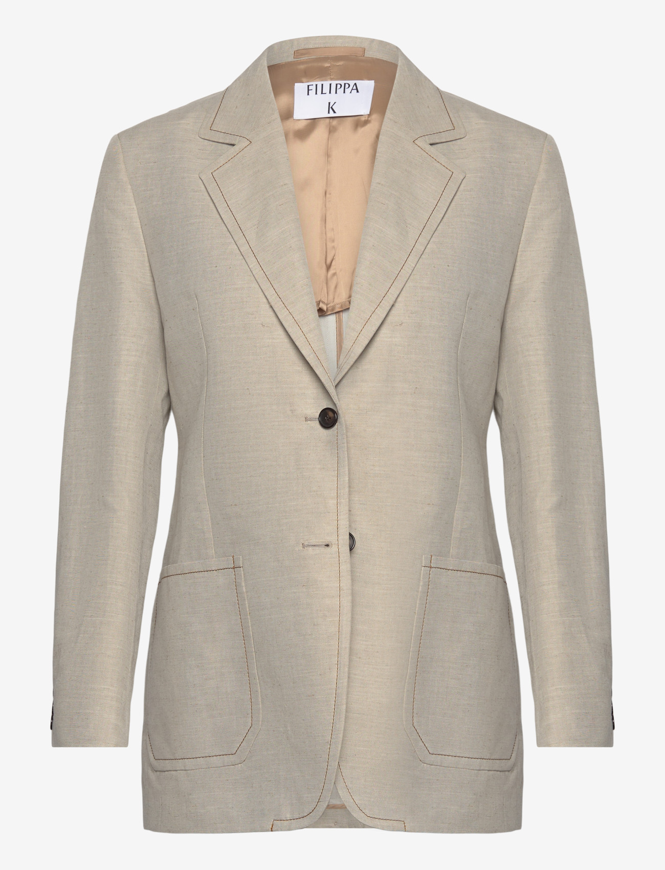 Filippa K - Brooke Linen Mariner Blazer - enkeltradede blazere - taupe beige - 0