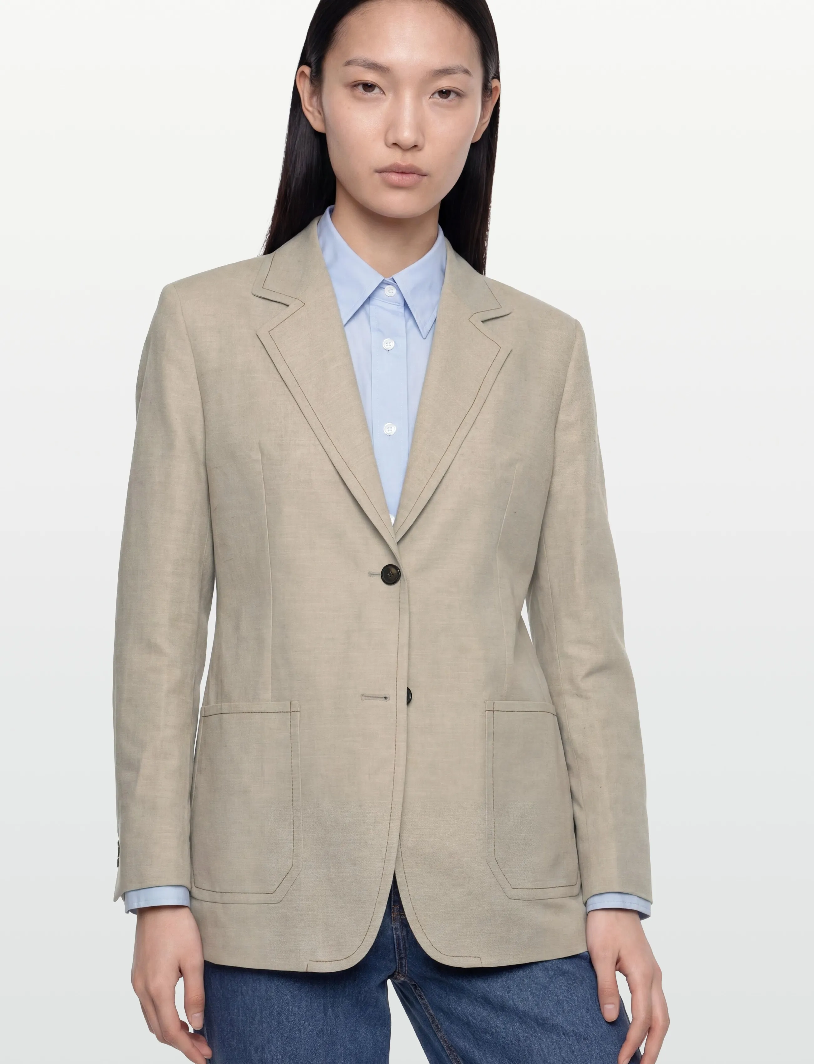 Filippa K - Brooke Linen Mariner Blazer - einreihige blazer - taupe beige - 3