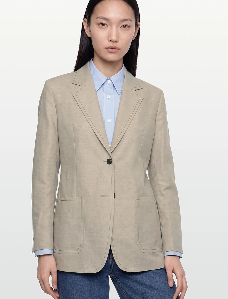 Filippa K - Brooke Linen Mariner Blazer - einreihige blazer - taupe beige - 3