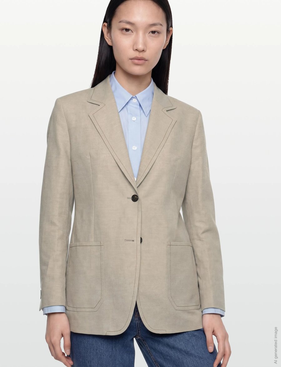 Filippa K - Brooke Linen Mariner Blazer - einreihige blazer - taupe beige - 3