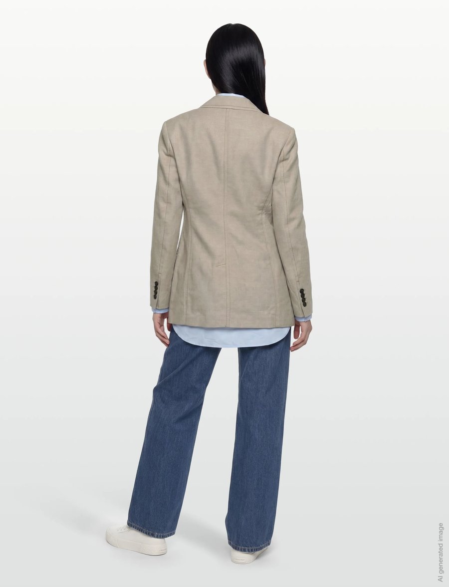 Filippa K - Brooke Linen Mariner Blazer - einreihige blazer - taupe beige - 4