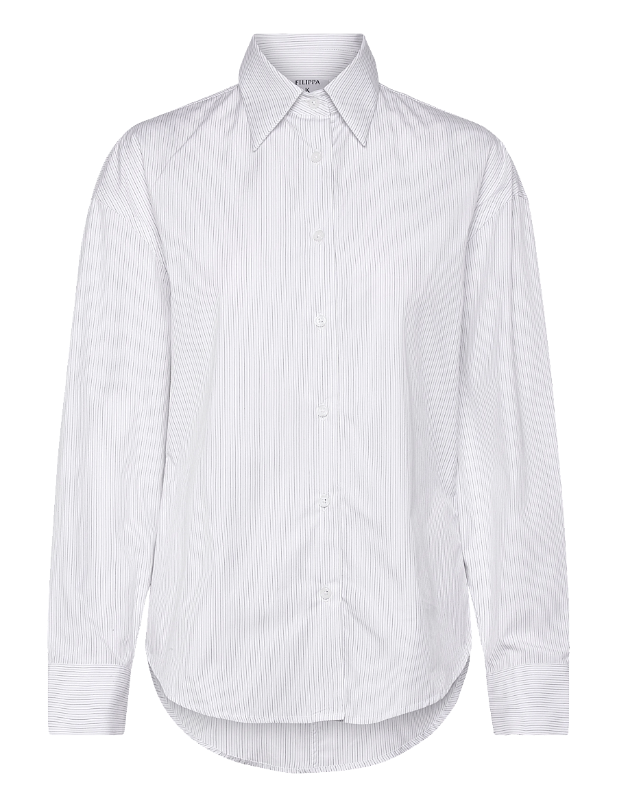 Filippa K - Hourglass Pinstripe Shirt - denimskjorter - white/ black pinstripe - 1