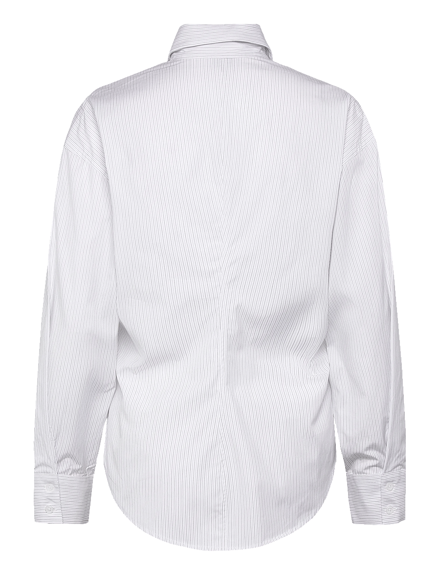 Filippa K - Hourglass Pinstripe Shirt - denimskjorter - white/ black pinstripe - 2