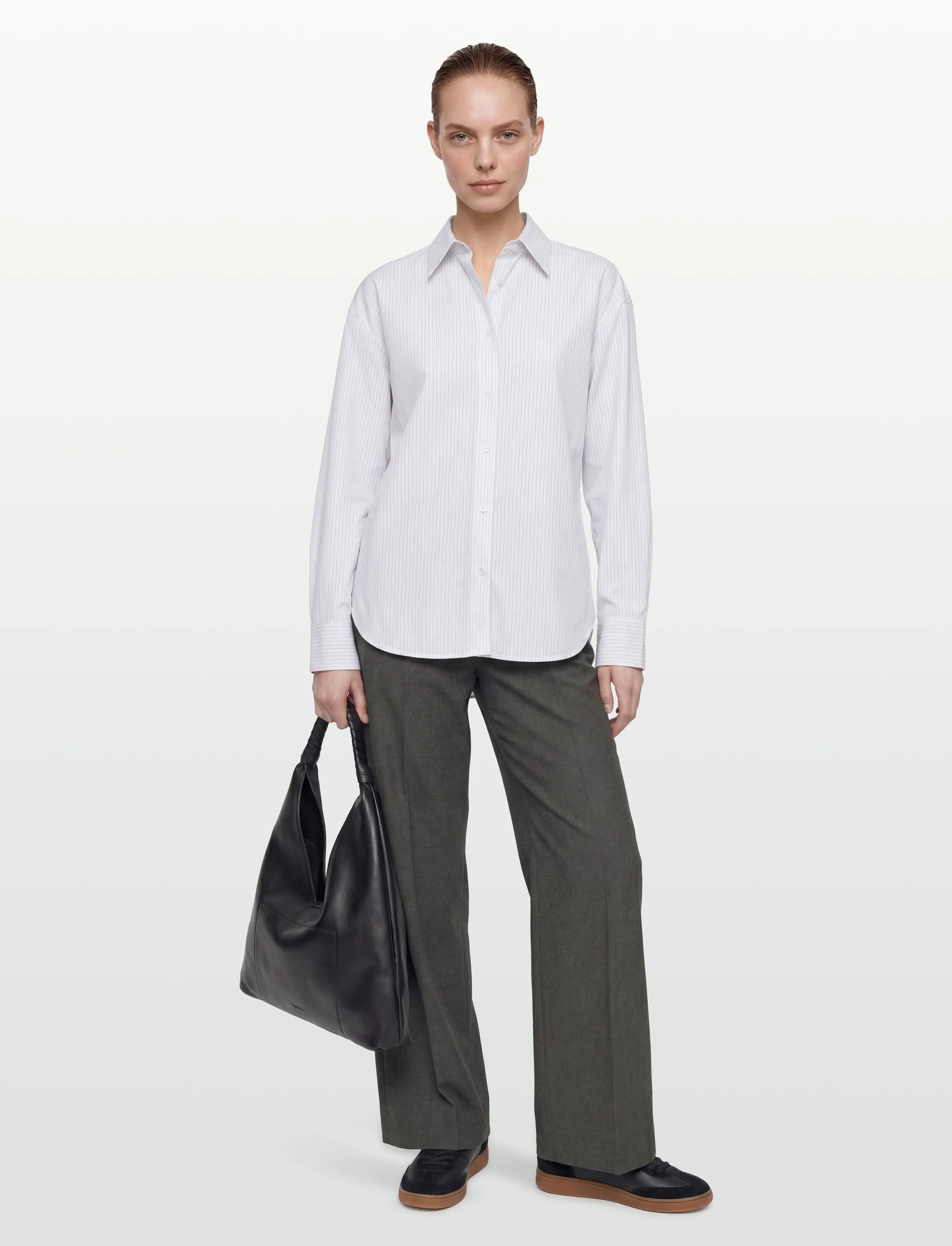 Filippa K Hourglass Pinstripe Shirt - Särgid - WHITE/ BLACK PINSTRIPE / white