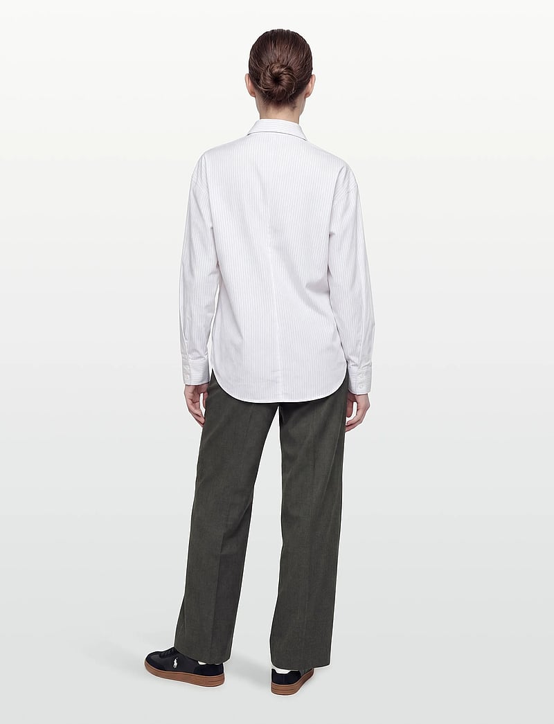 Filippa K - Hourglass Pinstripe Shirt - denimskjorter - white/ black pinstripe - 4