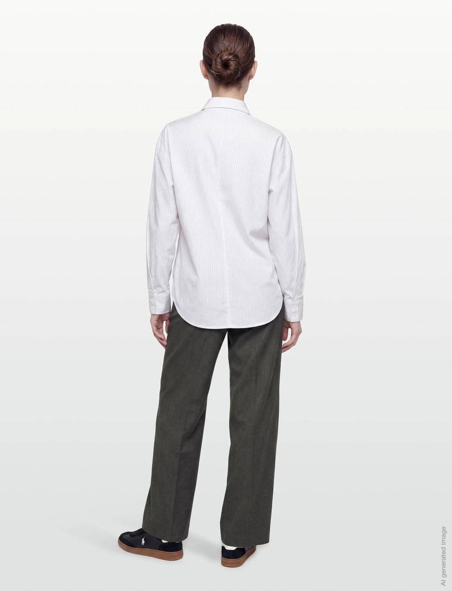 Filippa K - Hourglass Pinstripe Shirt - denimskjorter - white/ black pinstripe - 4