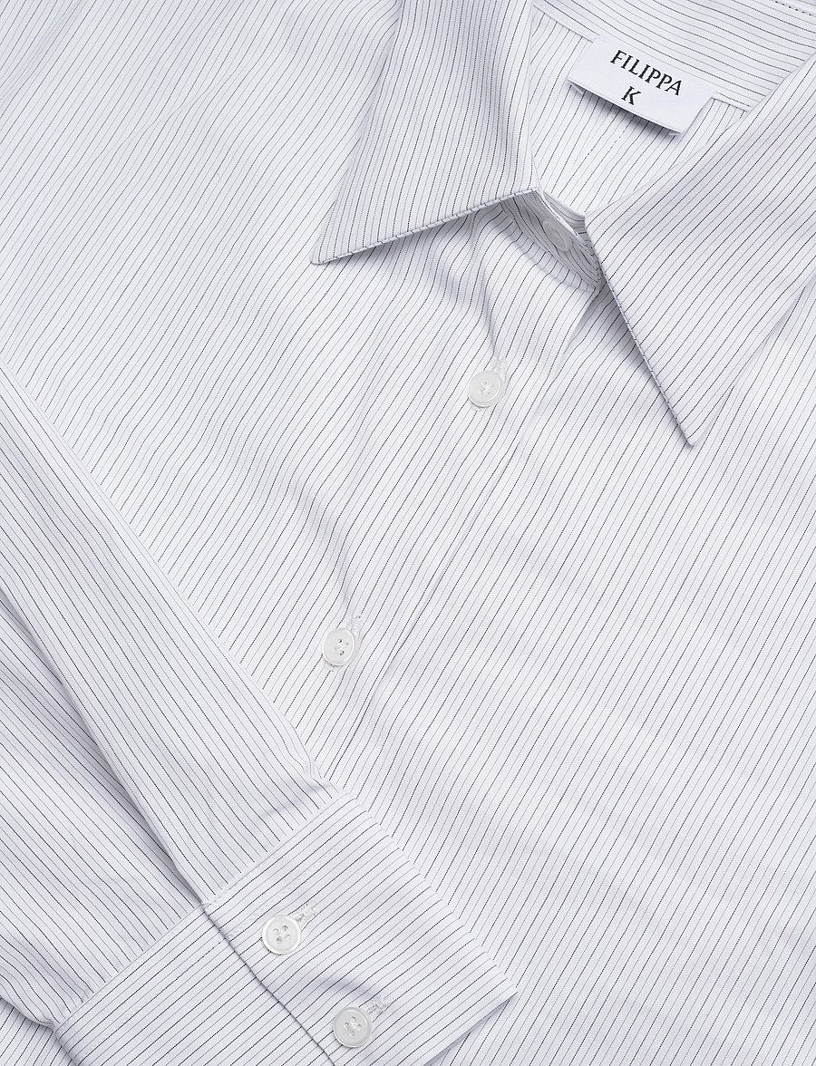 Filippa K - Hourglass Pinstripe Shirt - denimskjorter - white/ black pinstripe - 5