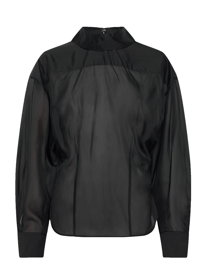 Filippa K - Fold Collar Blouse - langärmlige blusen - black - 1
