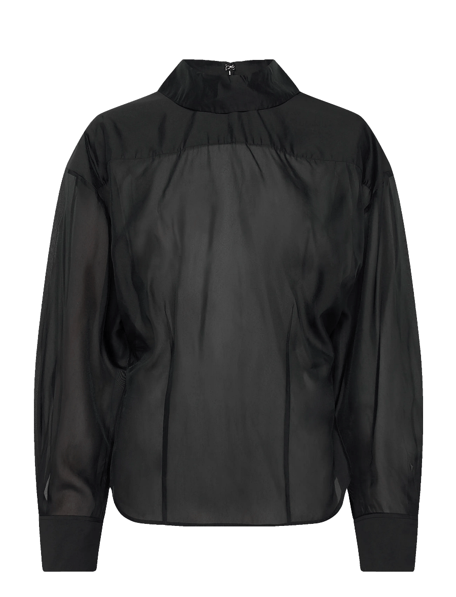 Filippa K - Fold Collar Blouse - långärmade blusar - black - 1