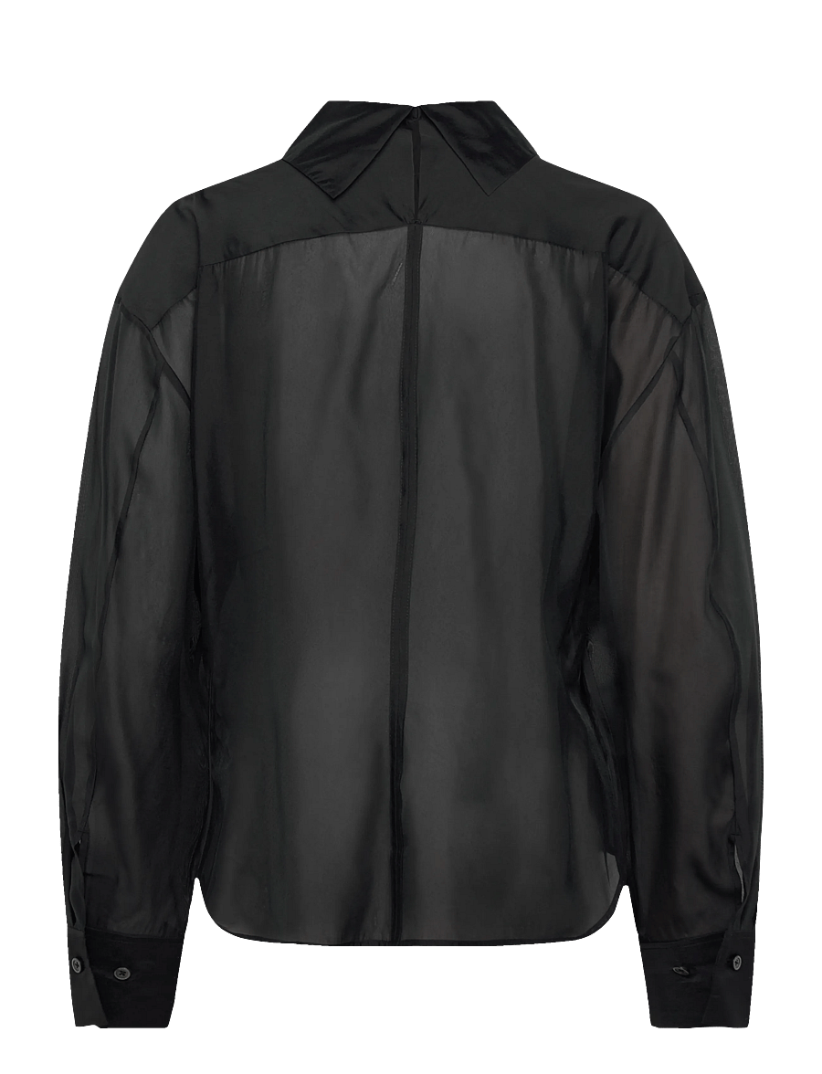 Filippa K - Fold Collar Blouse - långärmade blusar - black - 2