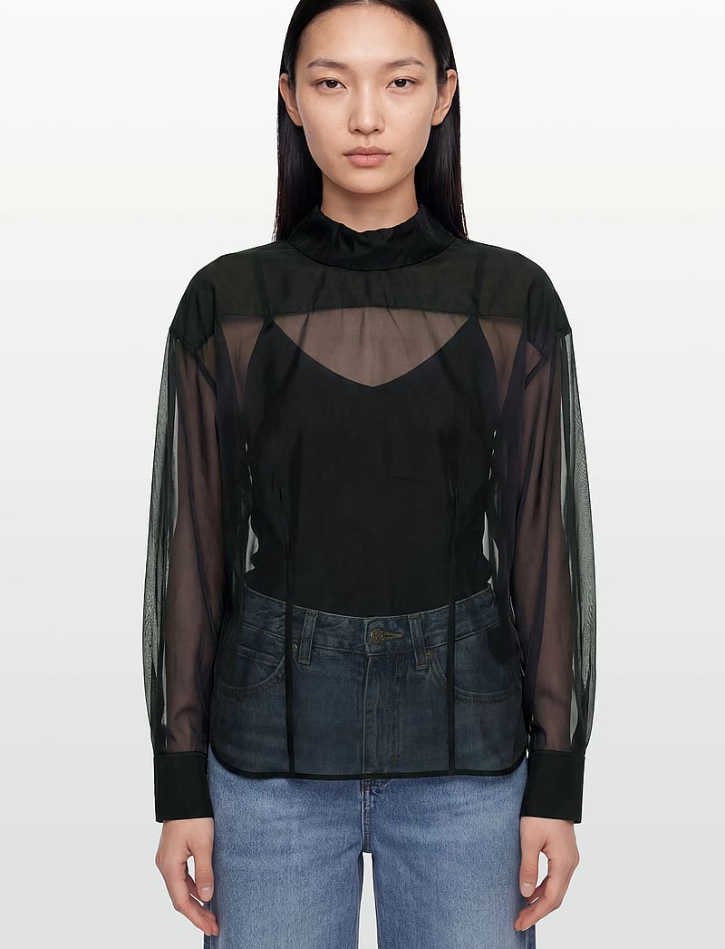 Filippa K - Fold Collar Blouse - langärmlige blusen - black - 3