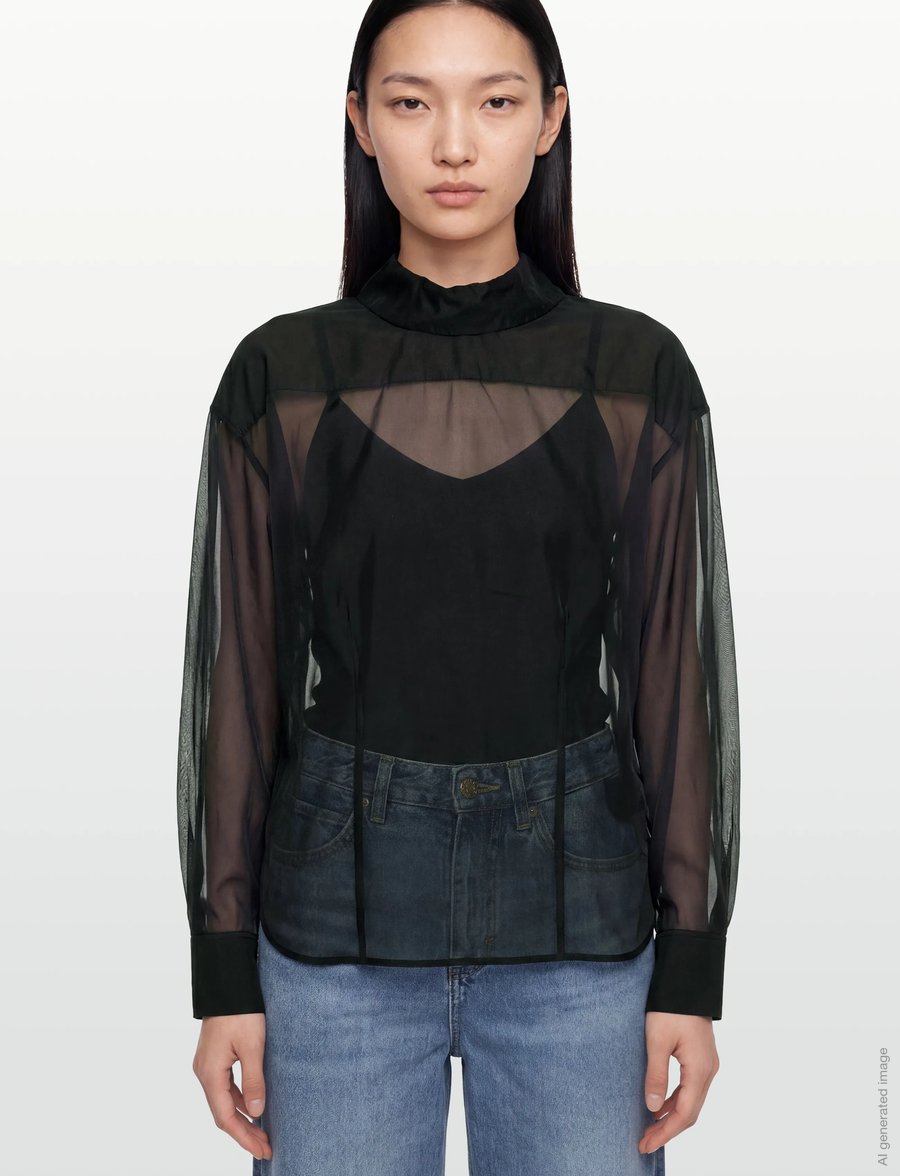 Filippa K - Fold Collar Blouse - långärmade blusar - black - 3
