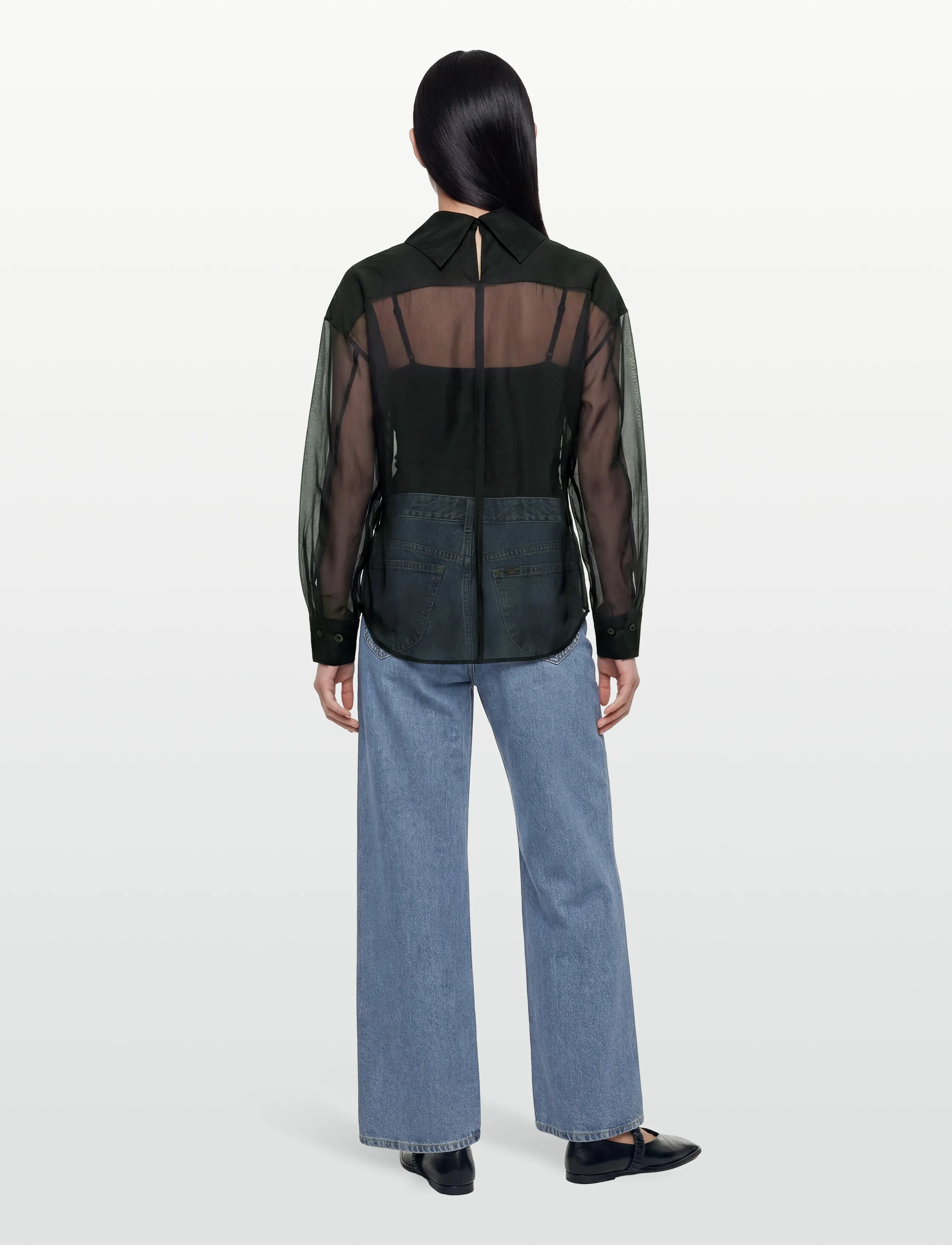 Filippa K - Fold Collar Blouse - långärmade blusar - black - 4