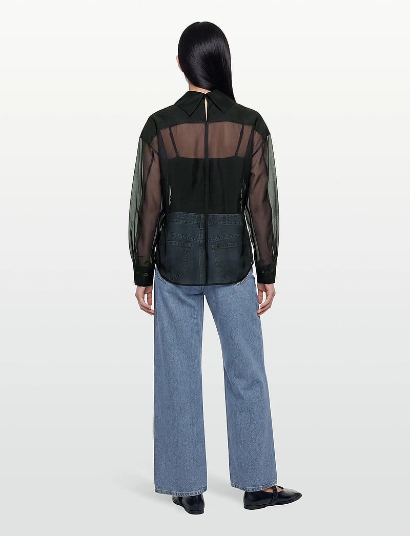 Filippa K - Fold Collar Blouse - langärmlige blusen - black - 4