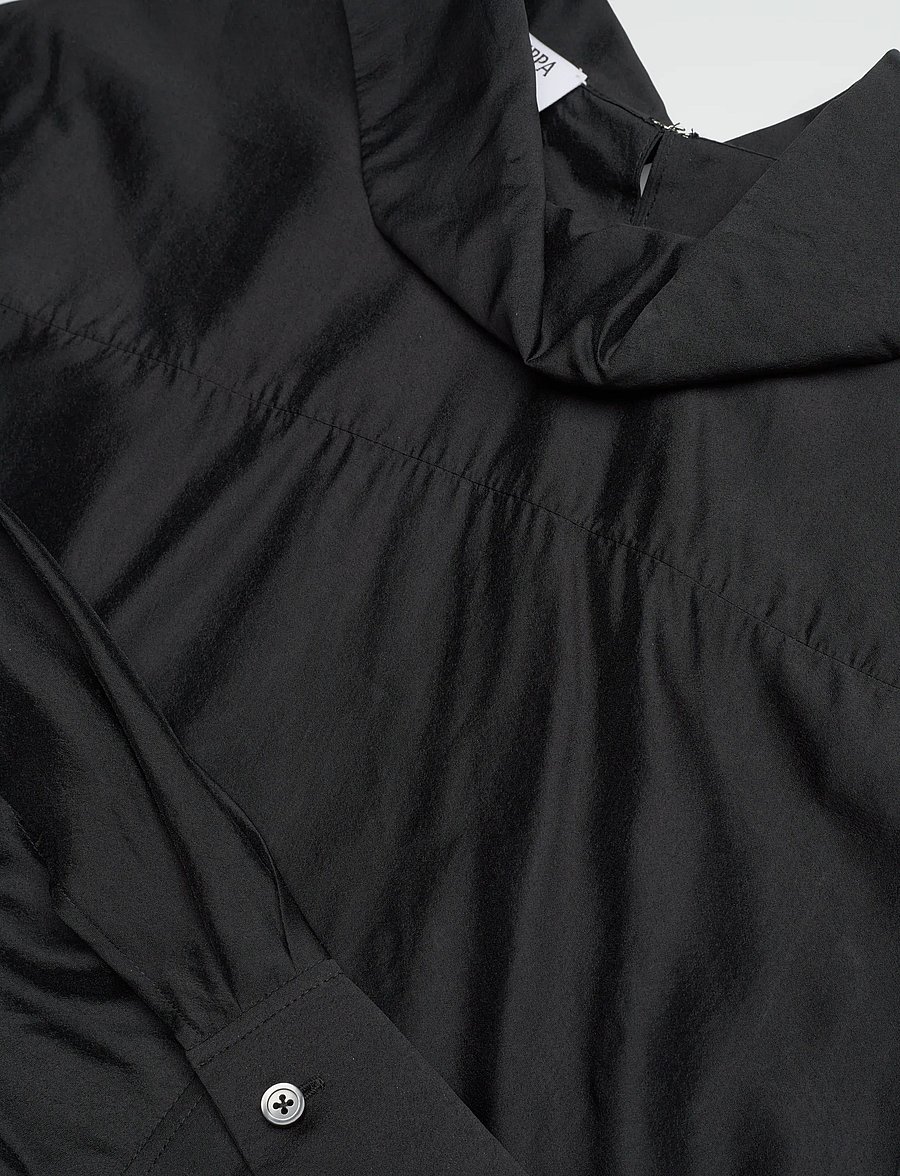 Filippa K - Fold Collar Blouse - långärmade blusar - black - 5