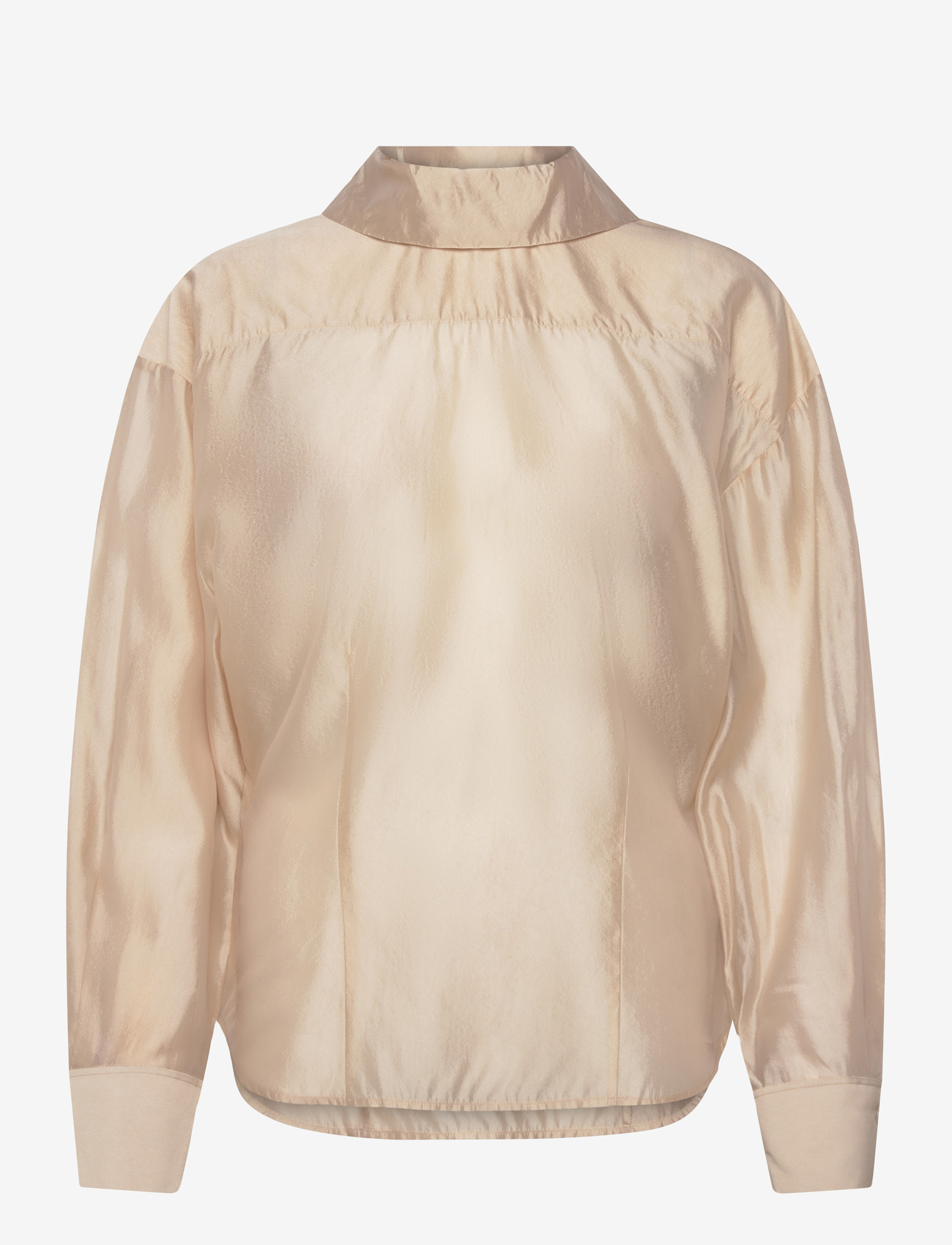 Filippa K - Fold Collar Blouse - langärmlige blusen - pearl beige - 1