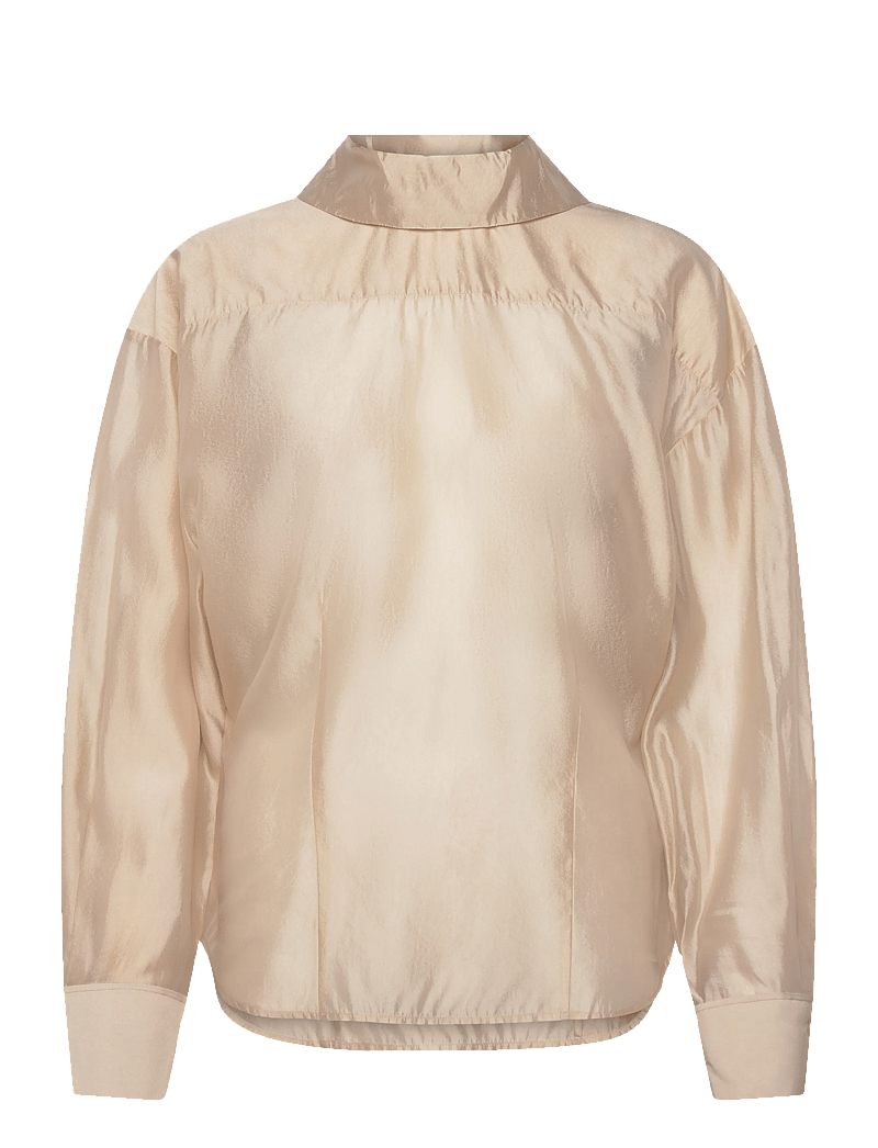 Filippa K - Fold Collar Blouse - langärmlige blusen - pearl beige - 1