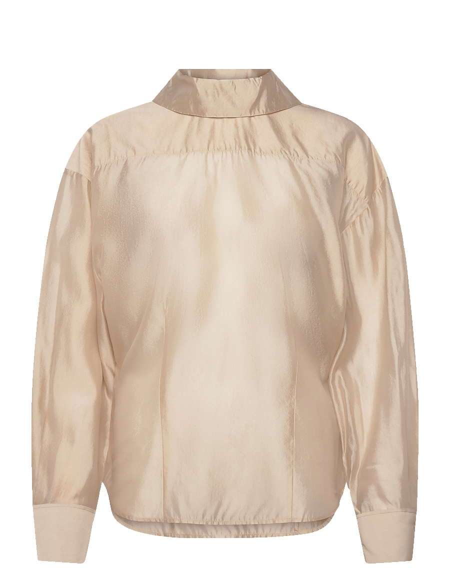 Filippa K - Fold Collar Blouse - langærmede bluser - pearl beige - 1