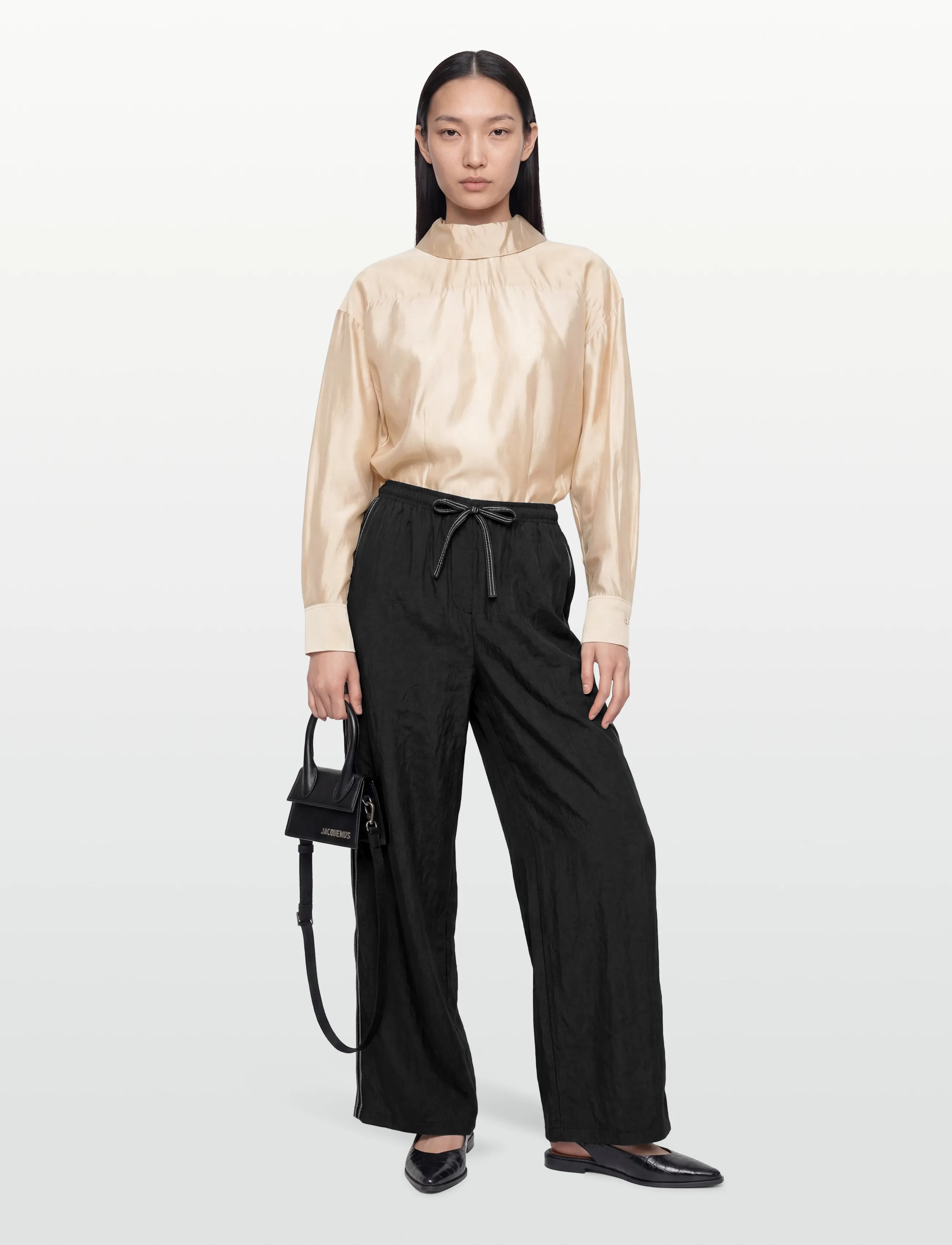 Filippa K Fold Collar Blouse - Blouses à manches longues - PEARL BEIGE / beige