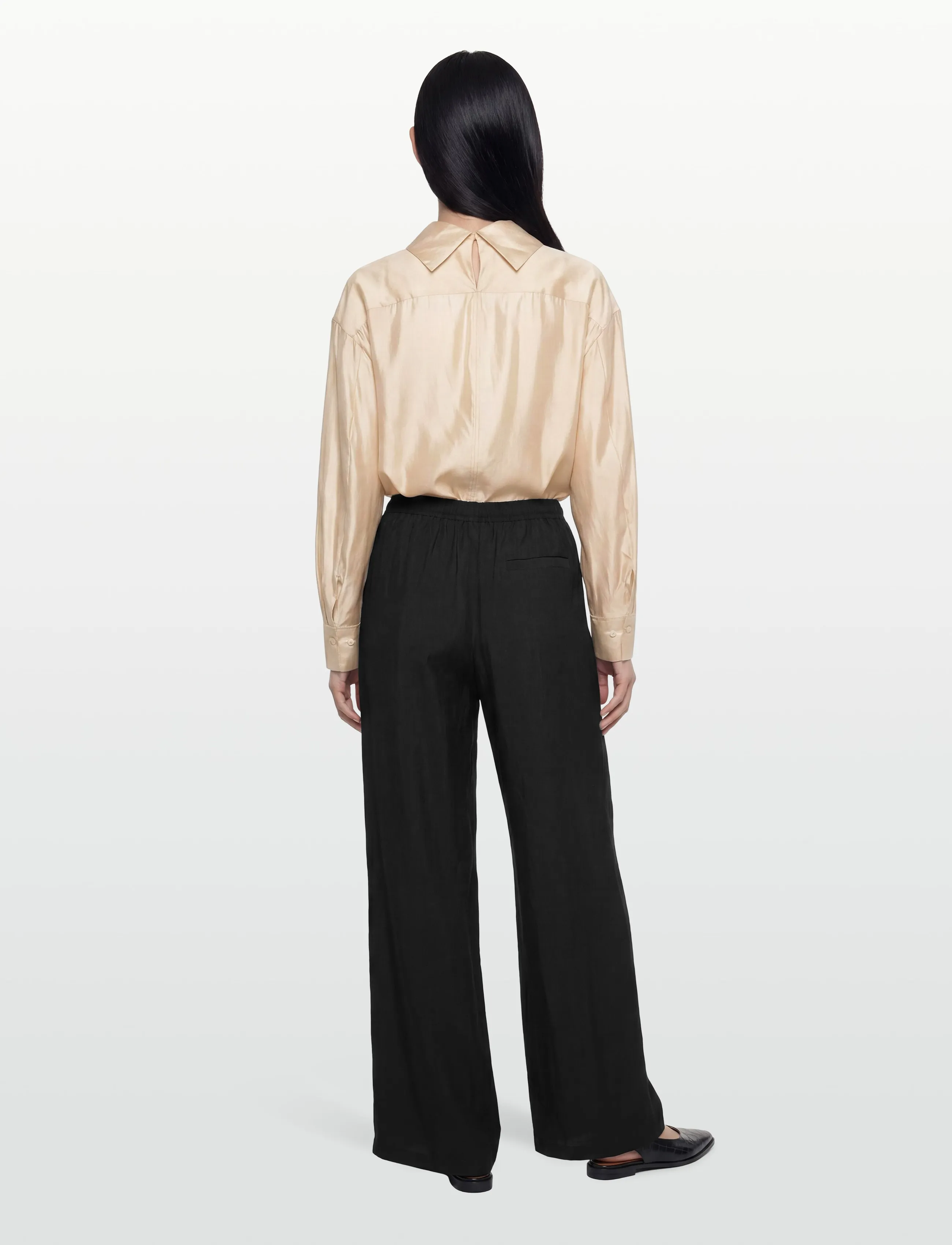 Filippa K - Fold Collar Blouse - langærmede bluser - pearl beige - 4