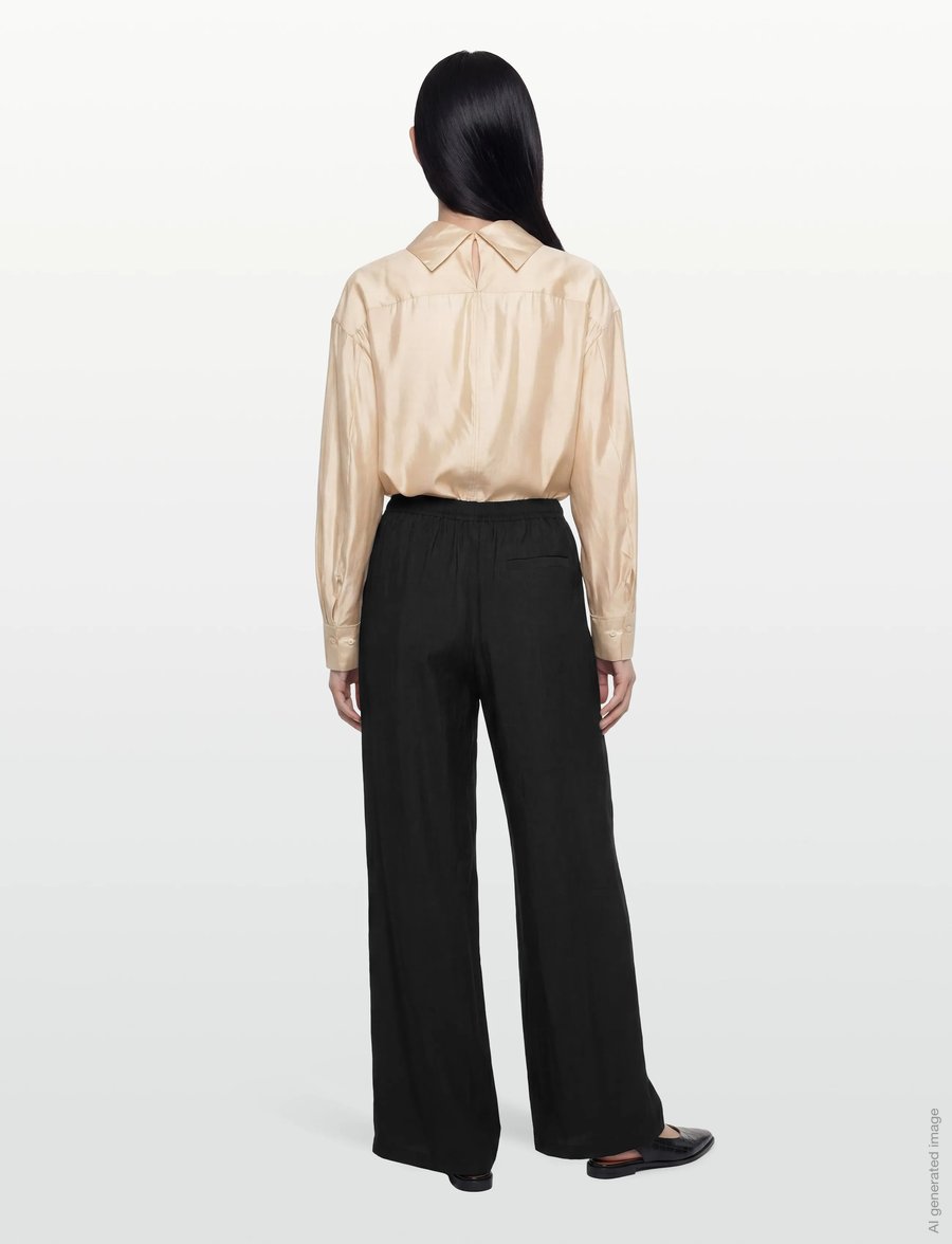 Filippa K - Fold Collar Blouse - langærmede bluser - pearl beige - 4