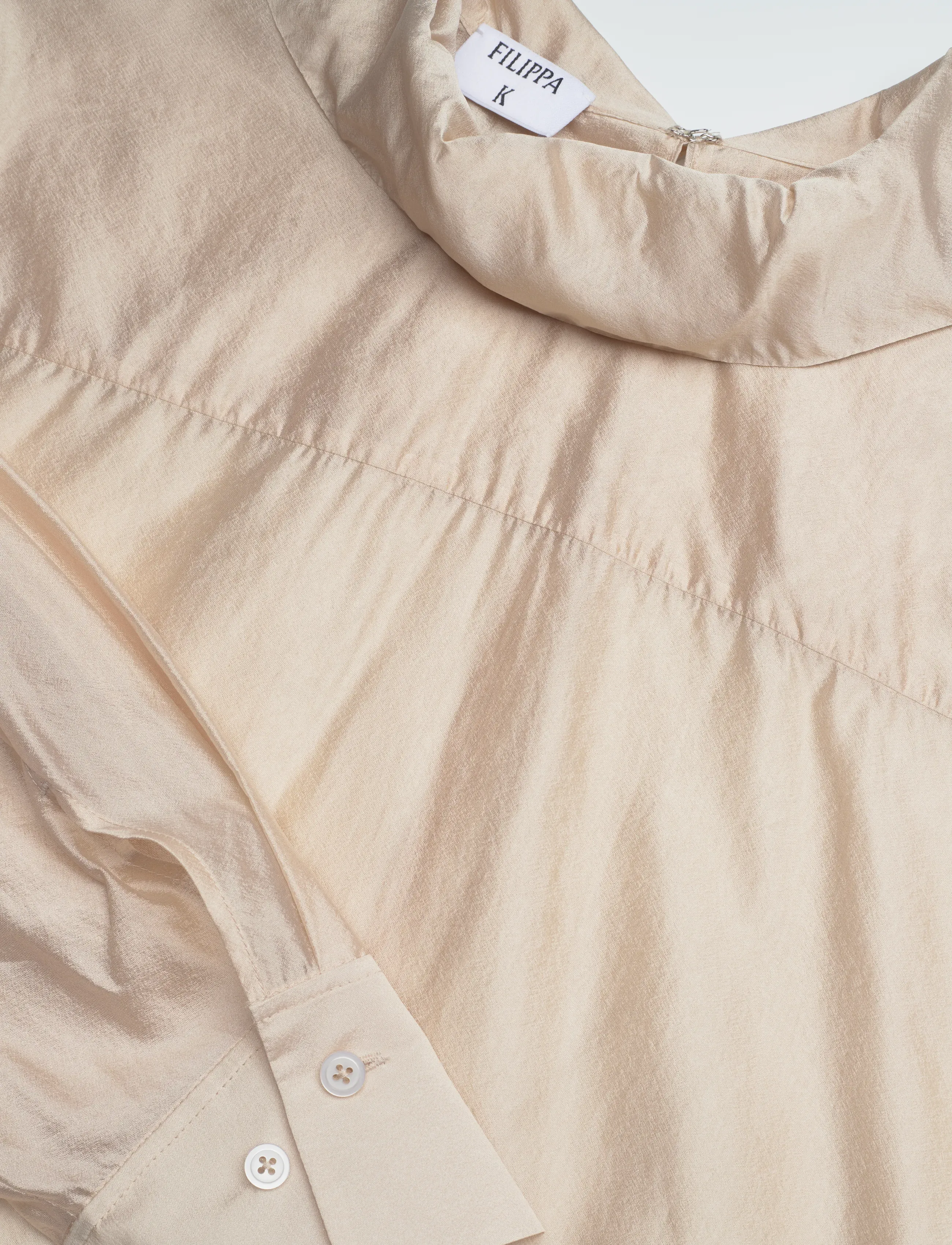 Filippa K - Fold Collar Blouse - langærmede bluser - pearl beige - 5