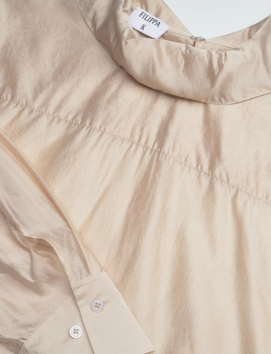 Filippa K - Fold Collar Blouse - langærmede bluser - pearl beige - 5