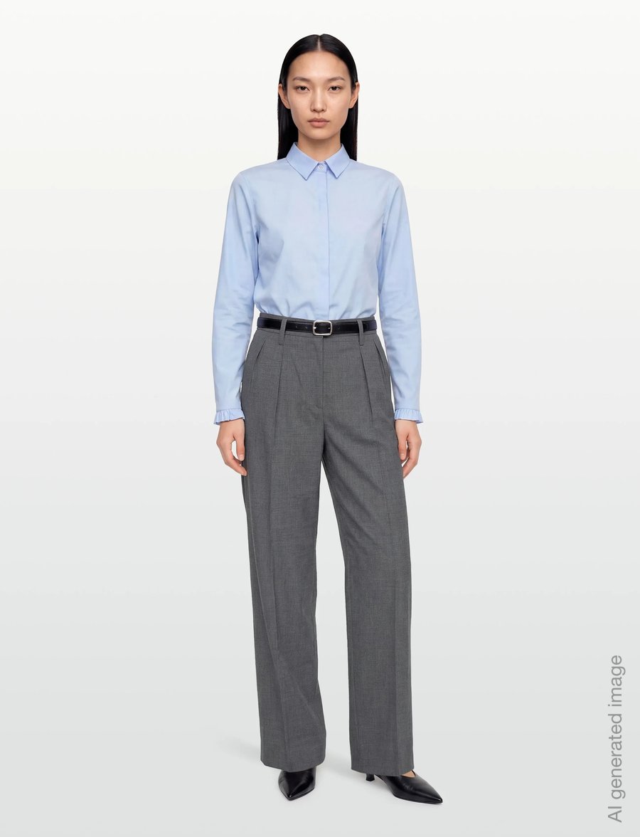 Filippa K - Paloma Pinstripe Trousers - laia säärega püksid - mid grey - 0