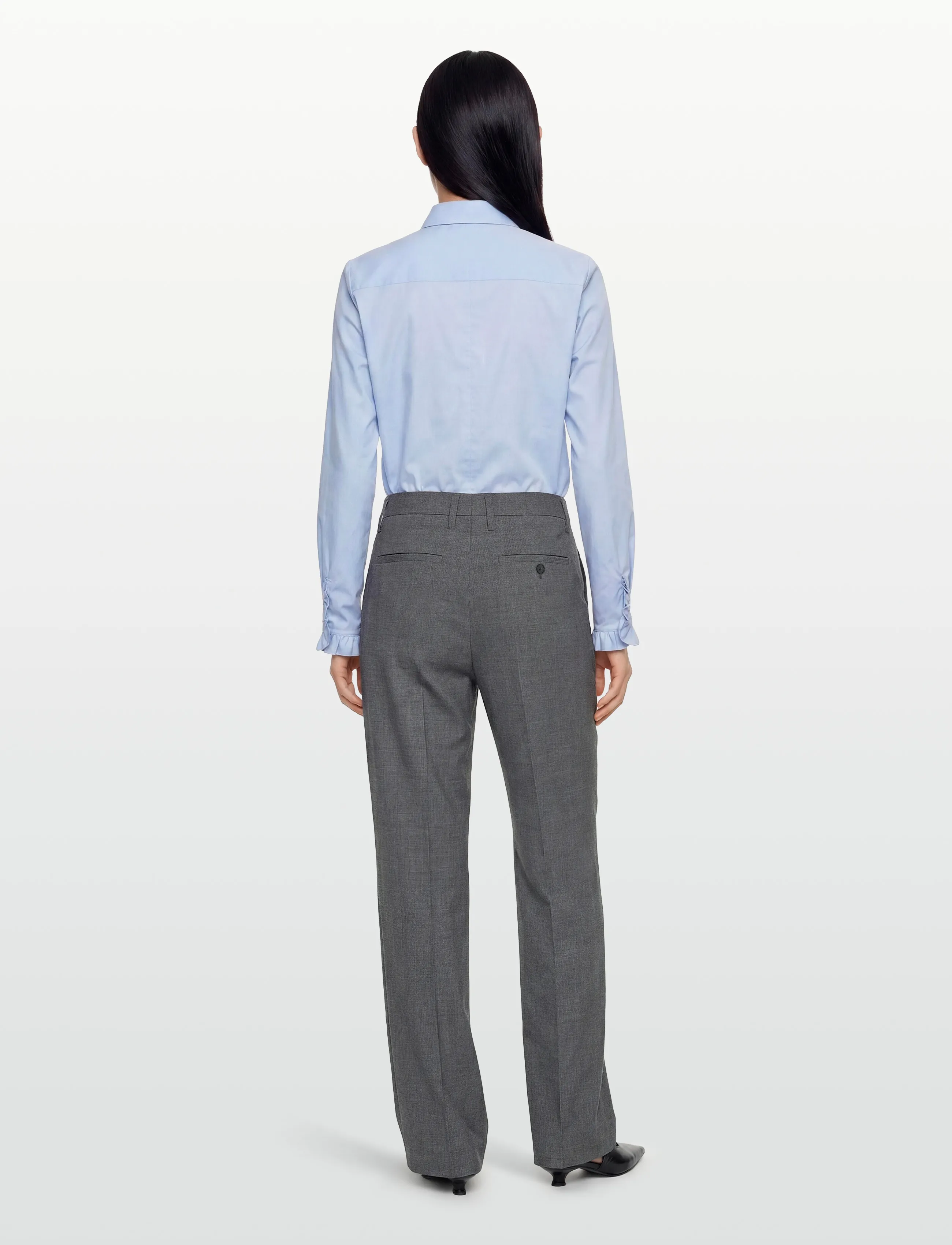 Filippa K - Paloma Pinstripe Trousers - wide leg trousers - mid grey - 4