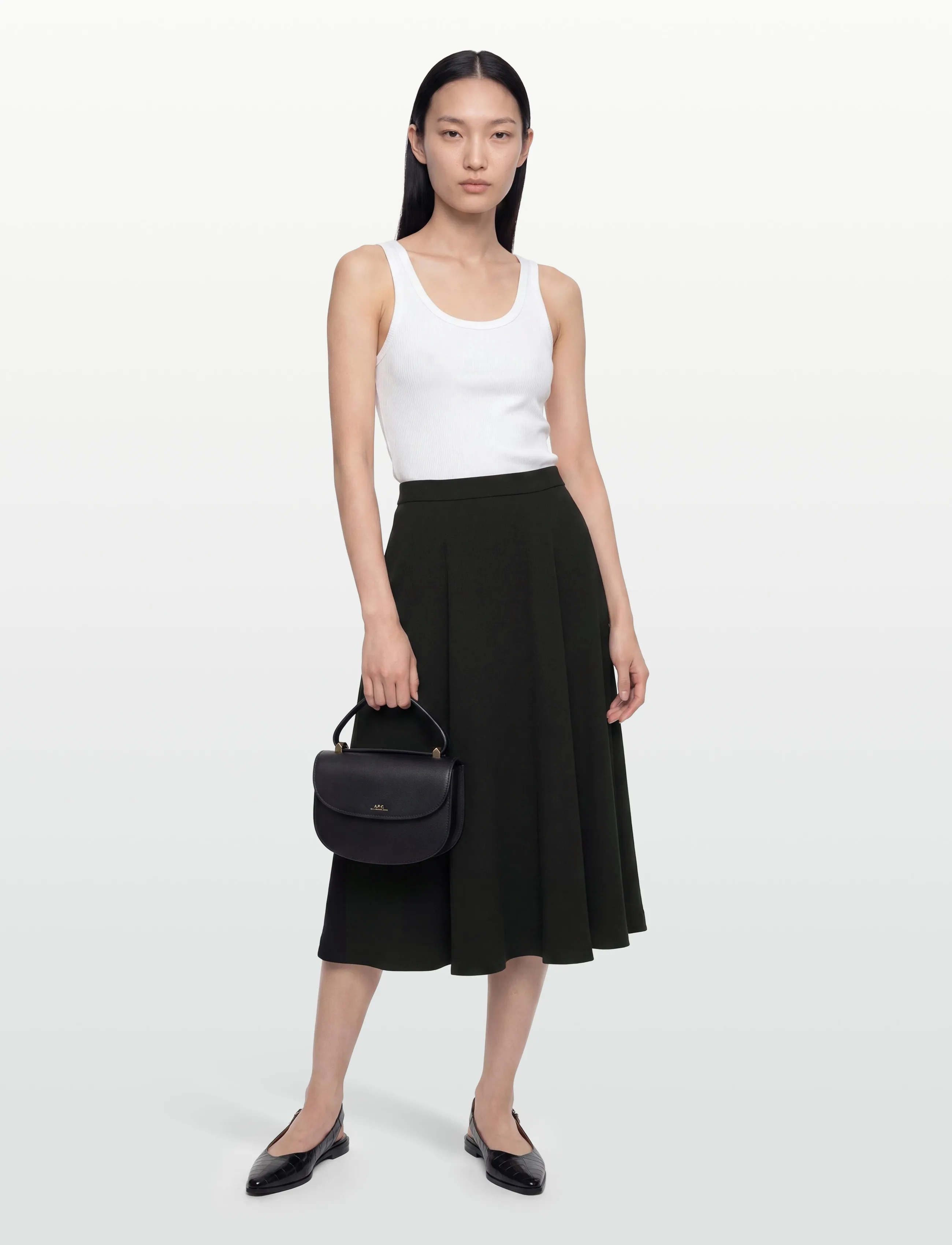 Filippa K Flared Skirt - Midi-Röcke - BLACK / black