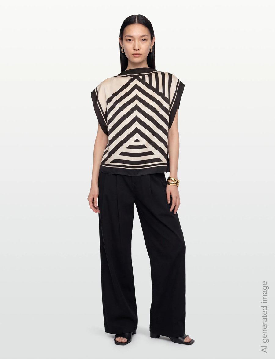 Filippa K - Silk Scarf Top - kurzärmelige blusen - black - 0