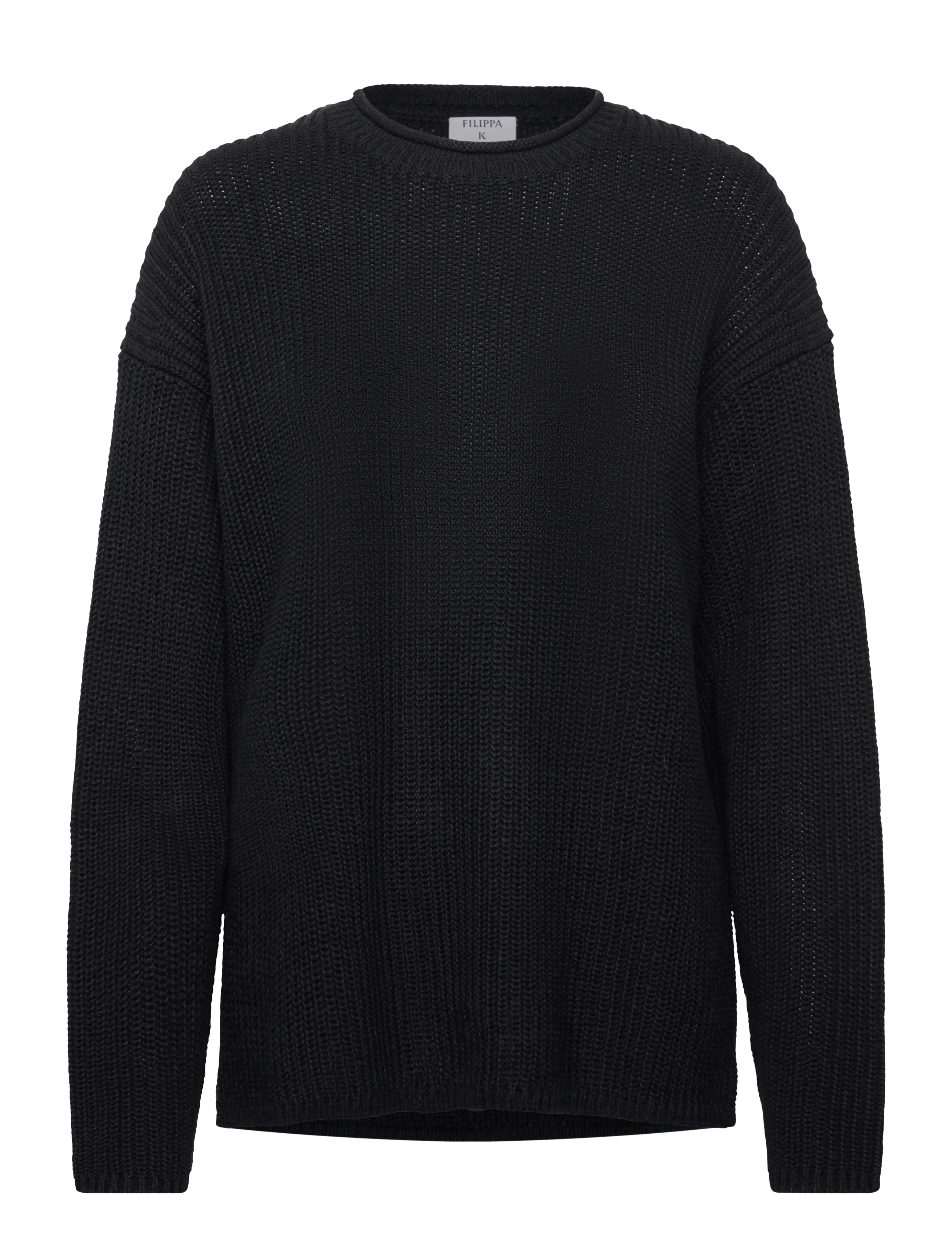 Filippa K Ribbed Cotton Linen Sweater - Transitional Layering - BLACK / black