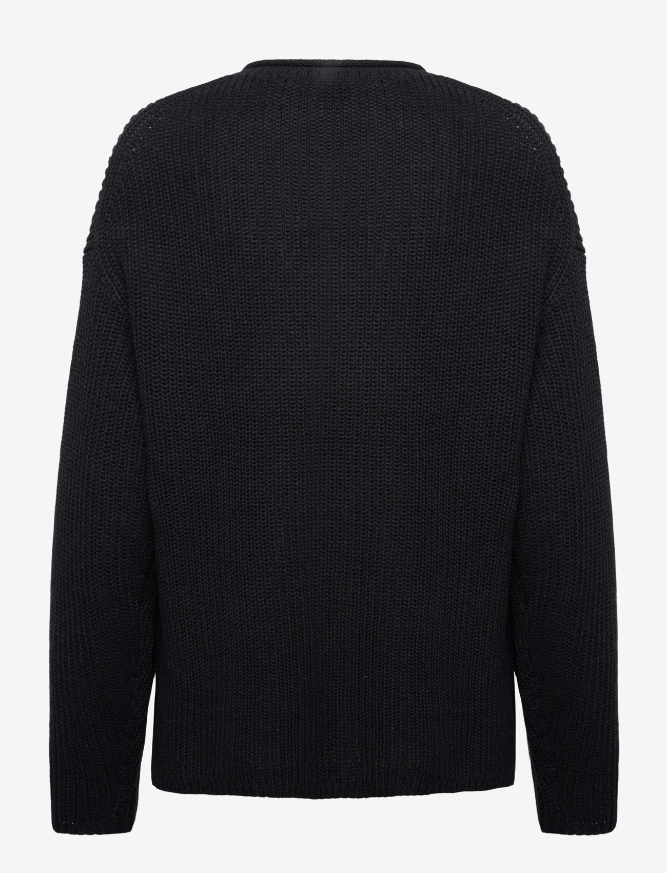 Filippa K - Ribbed Cotton Linen Sweater - striktrøjer - black - 1