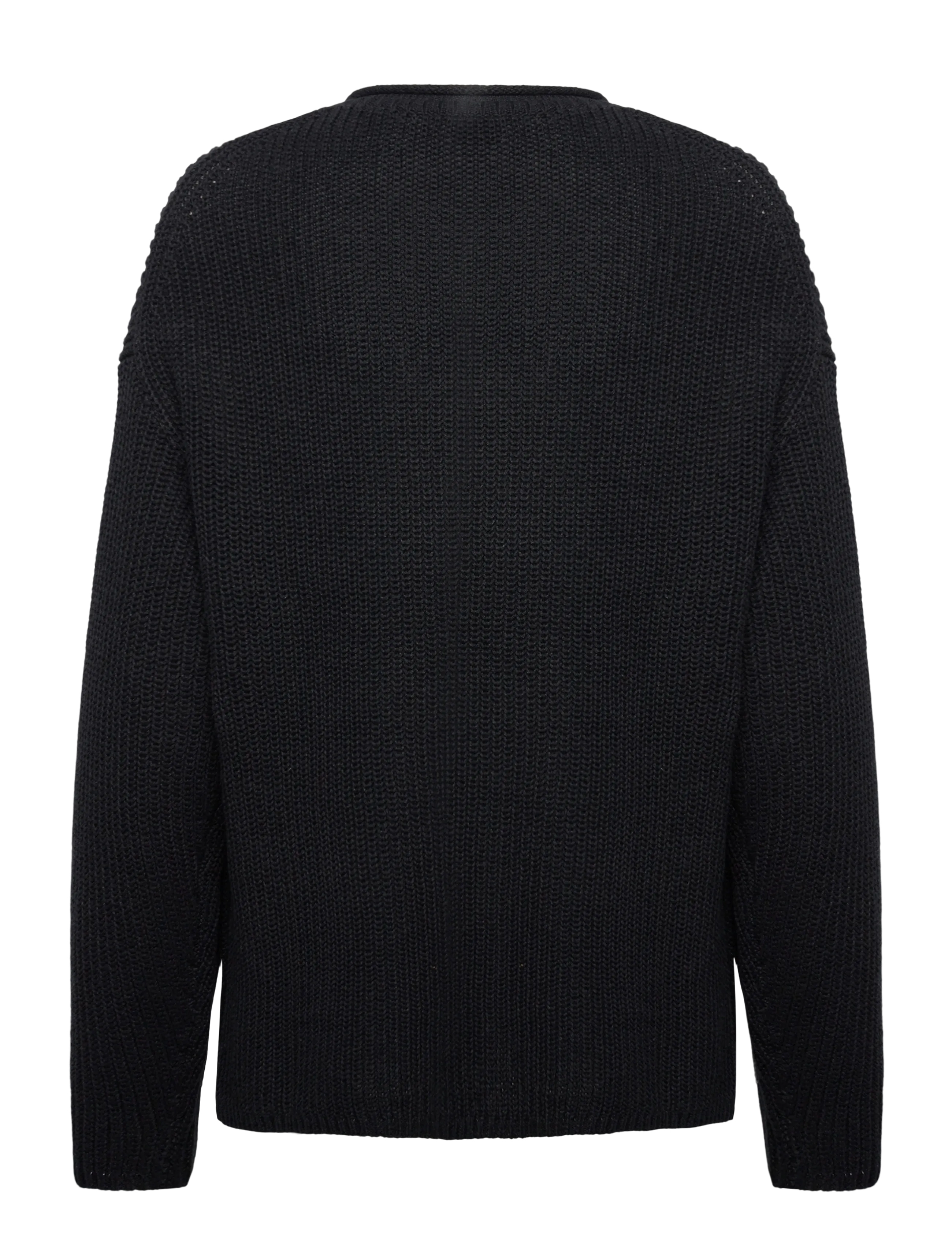 Filippa K - Ribbed Cotton Linen Sweater - stickade tröjor - black - 1