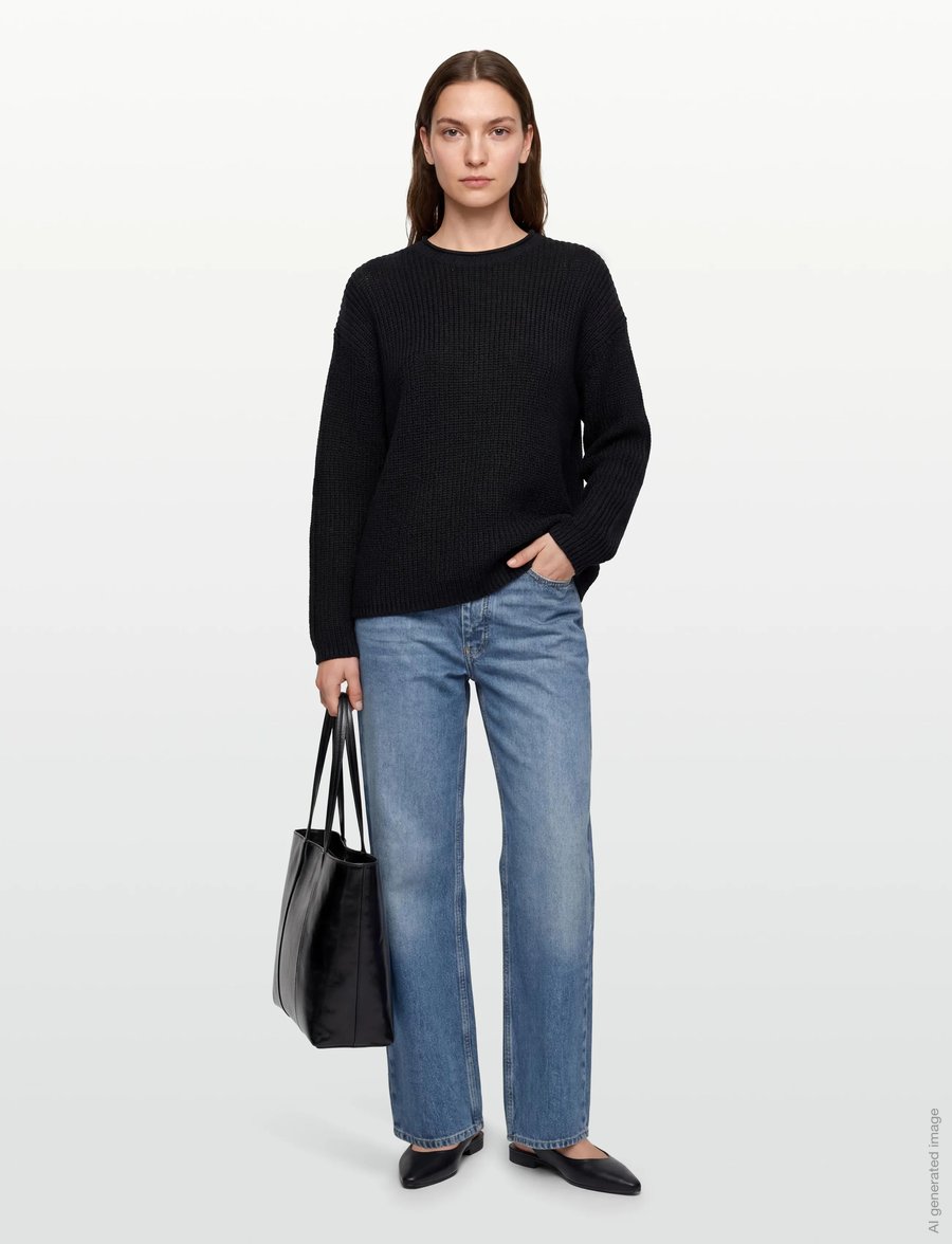 Filippa K - Ribbed Cotton Linen Sweater - pullover - black - 0