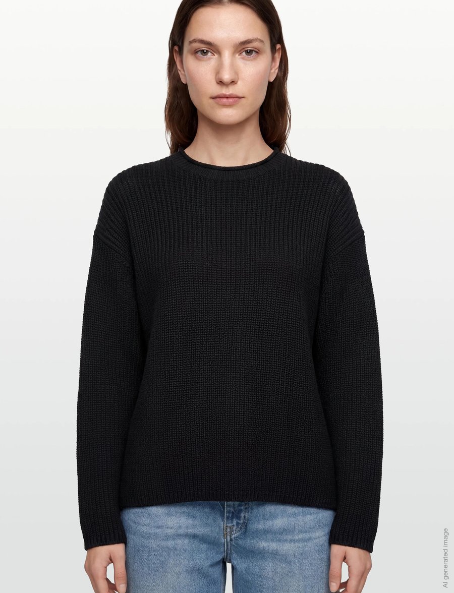 Filippa K - Ribbed Cotton Linen Sweater - pullover - black - 5