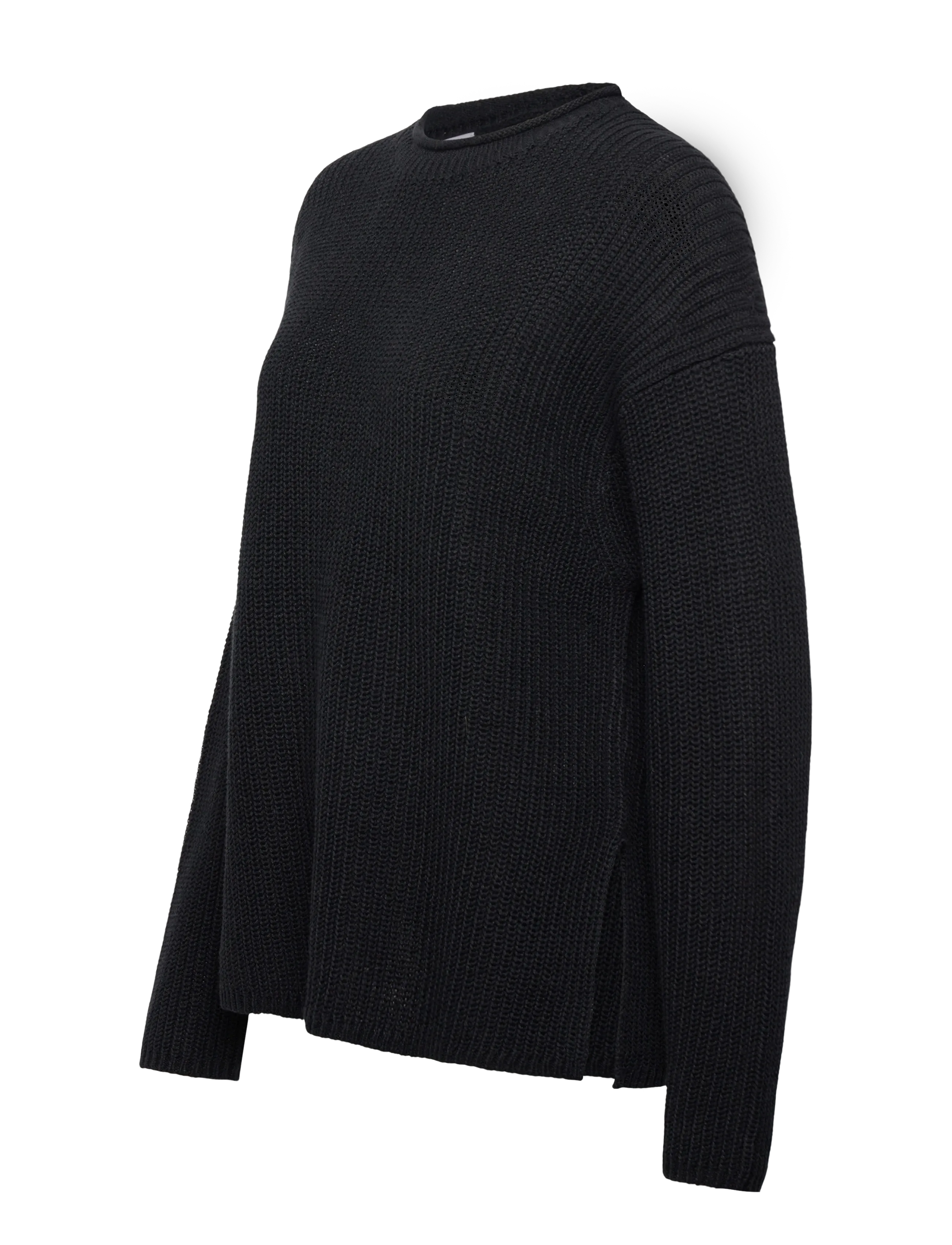 Filippa K - Ribbed Cotton Linen Sweater - stickade tröjor - black - 2