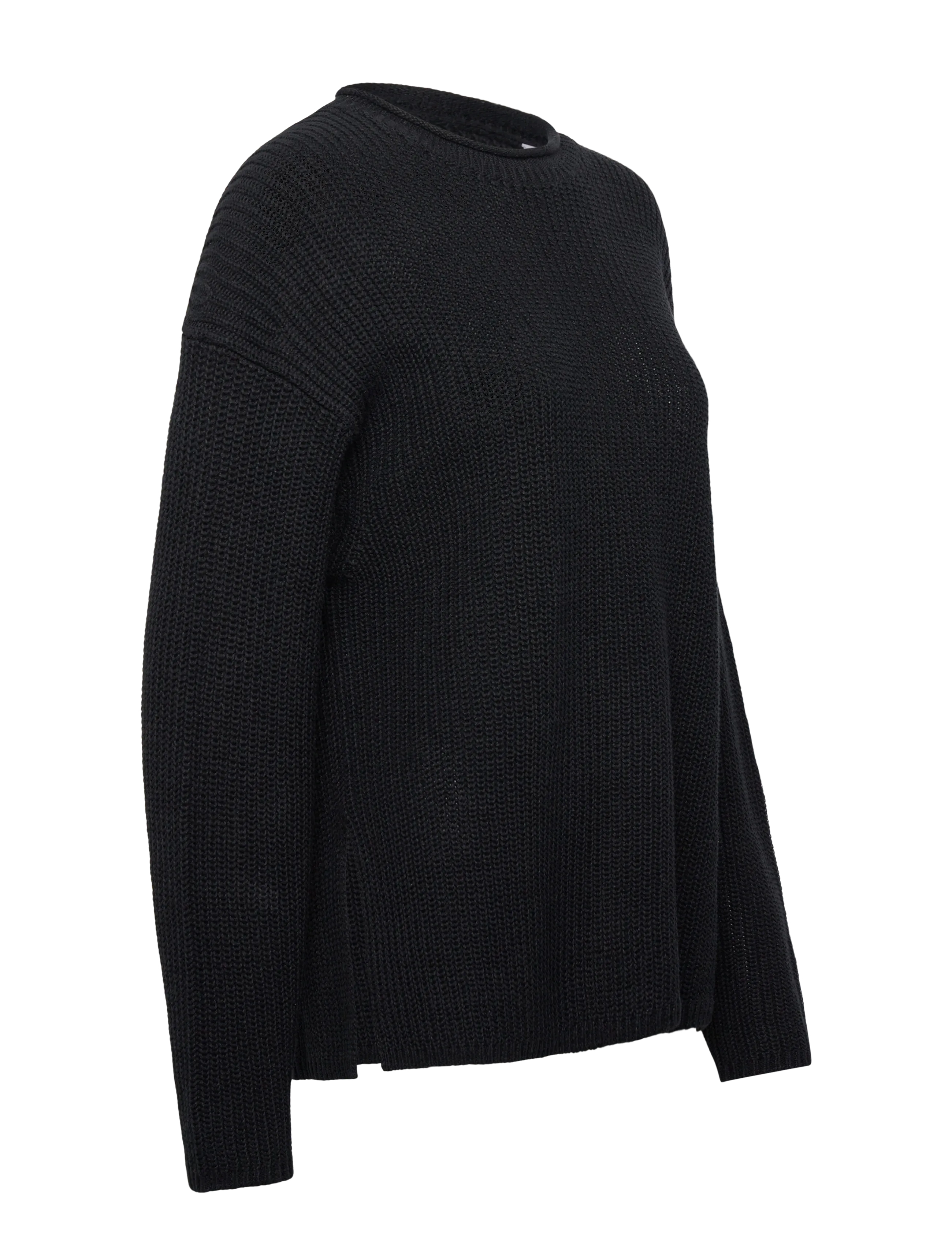 Filippa K - Ribbed Cotton Linen Sweater - stickade tröjor - black - 3