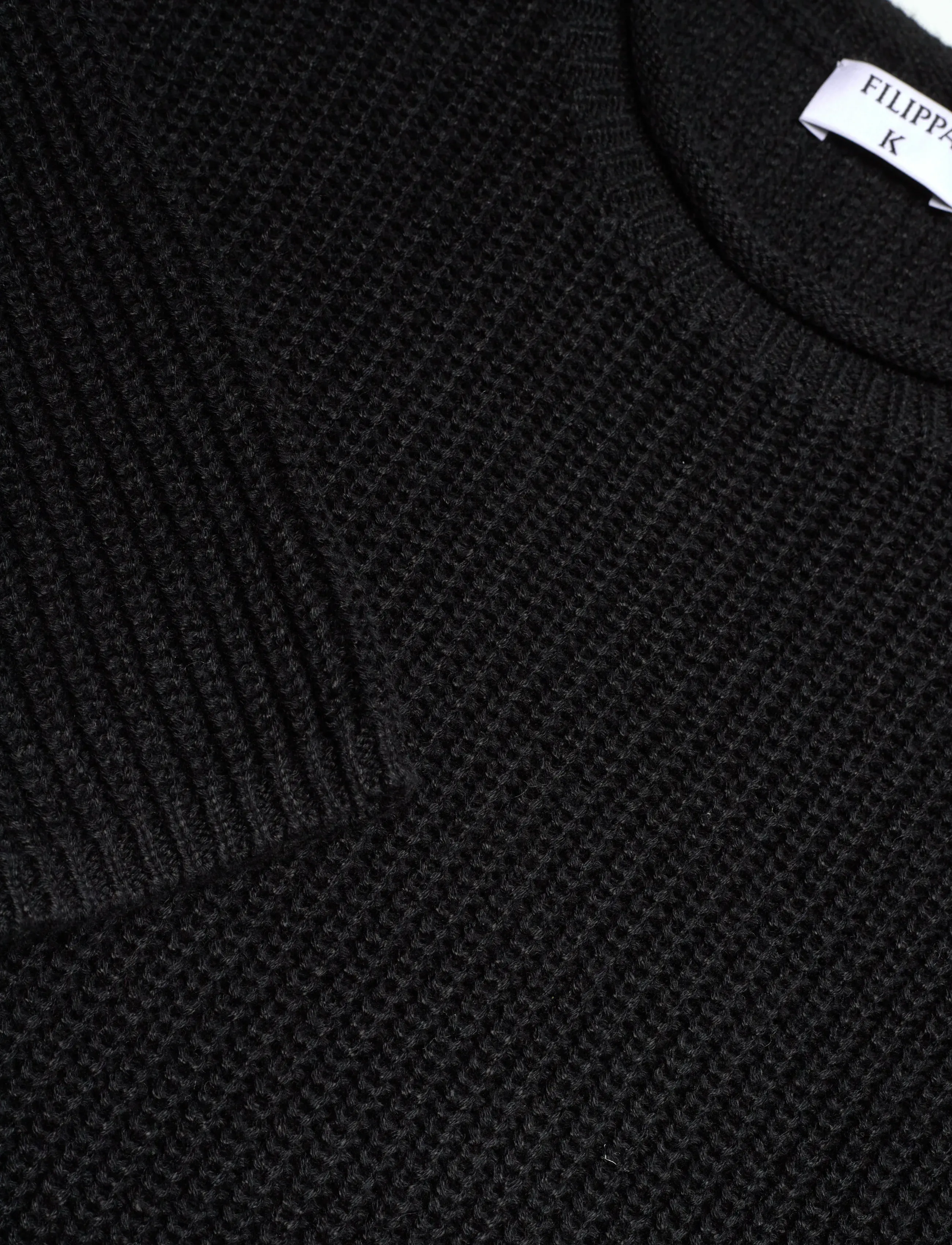 Filippa K - Ribbed Cotton Linen Sweater - stickade tröjor - black - 4